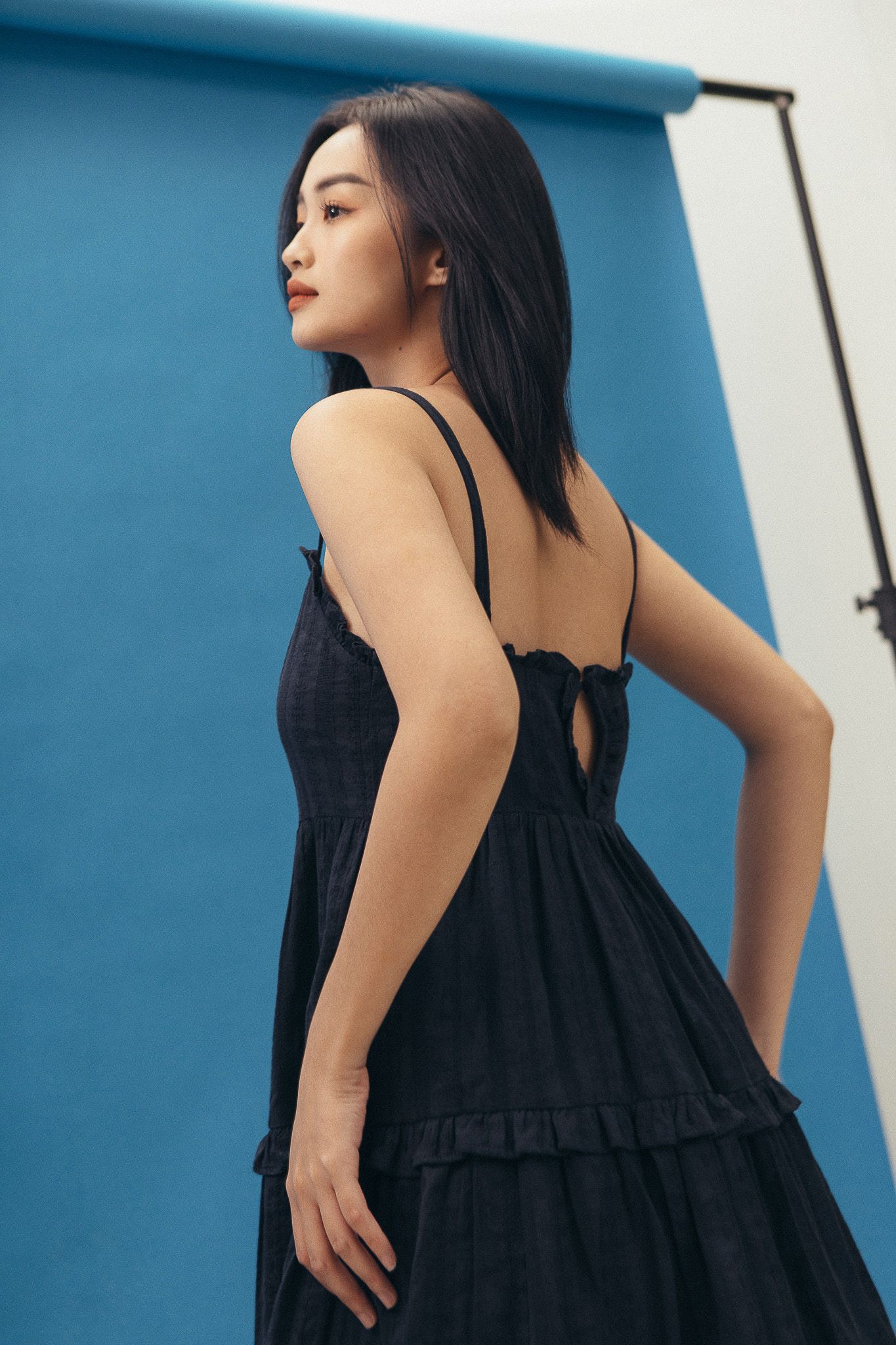 Navy Ruffle Mini Dress