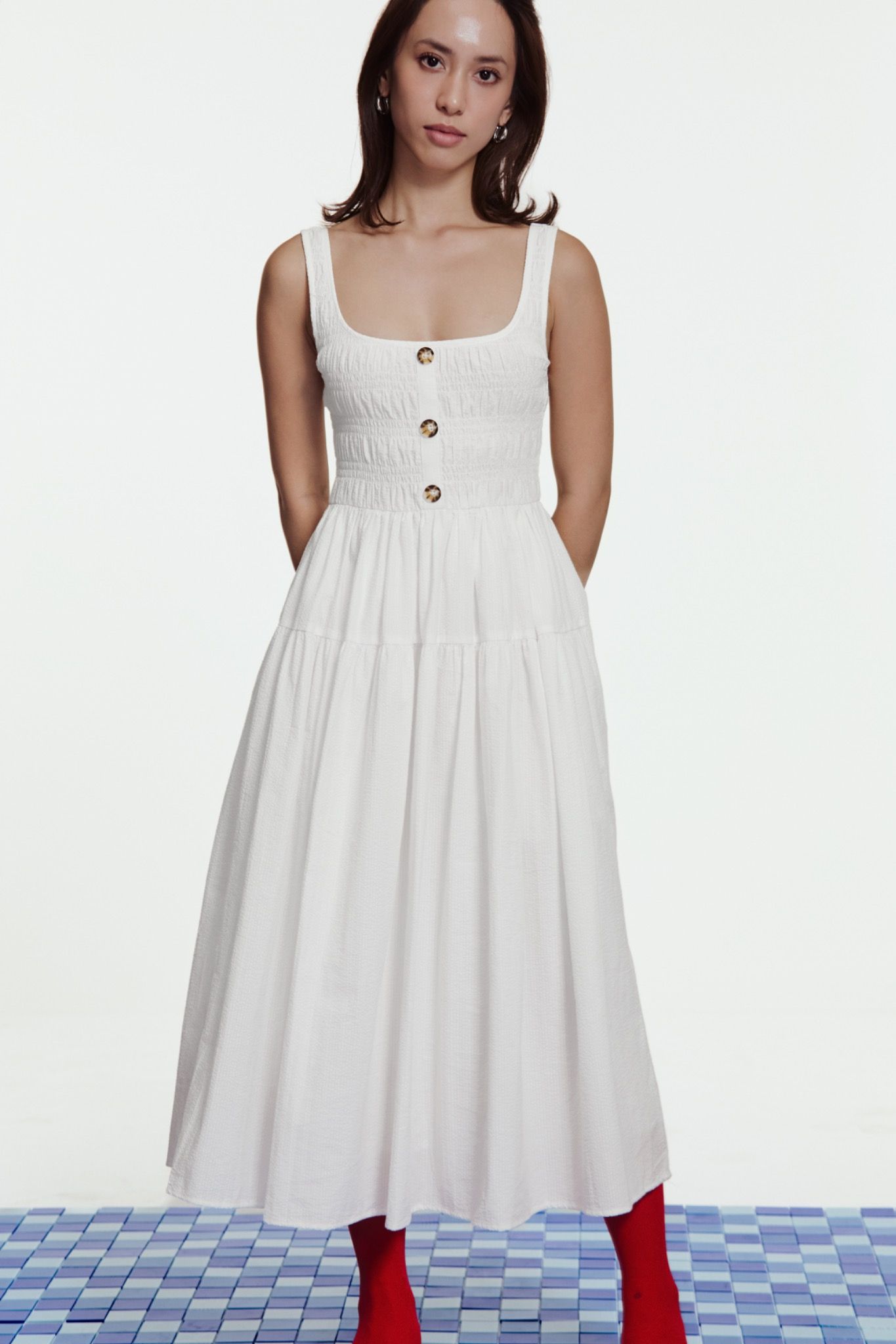 Smocked Midi Dress