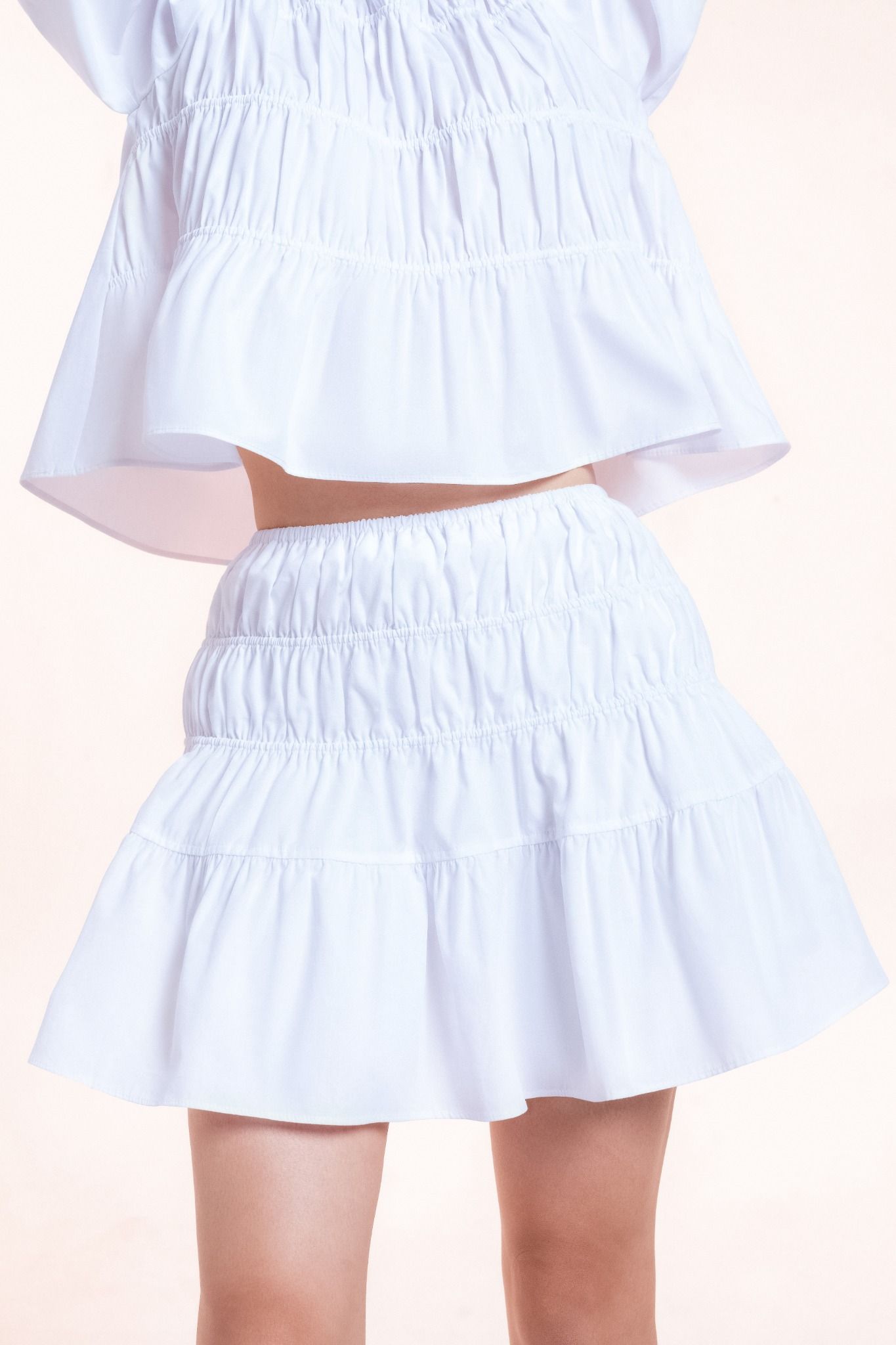  White Smock Mini Skirt 