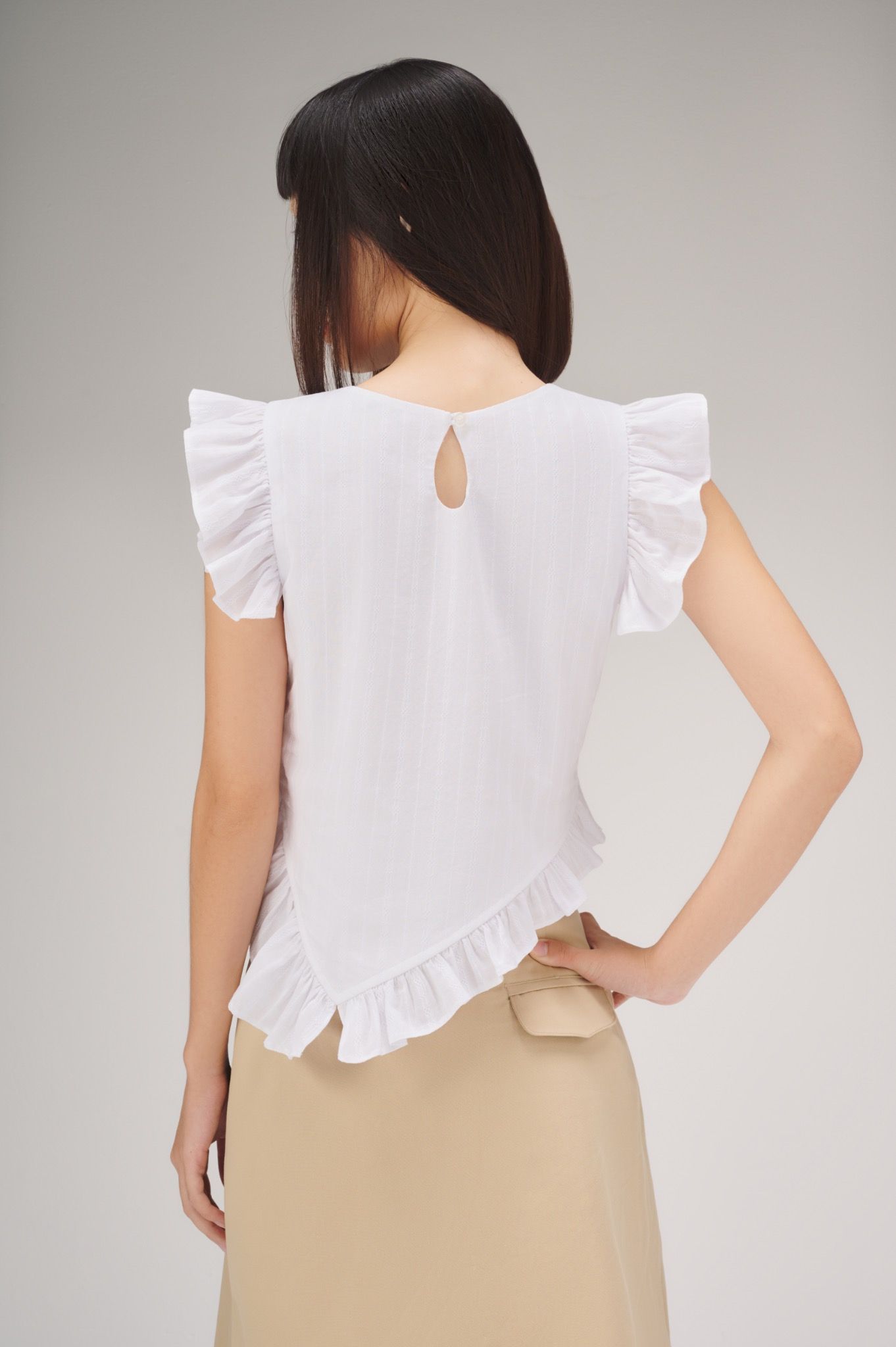 White Ruffle Top