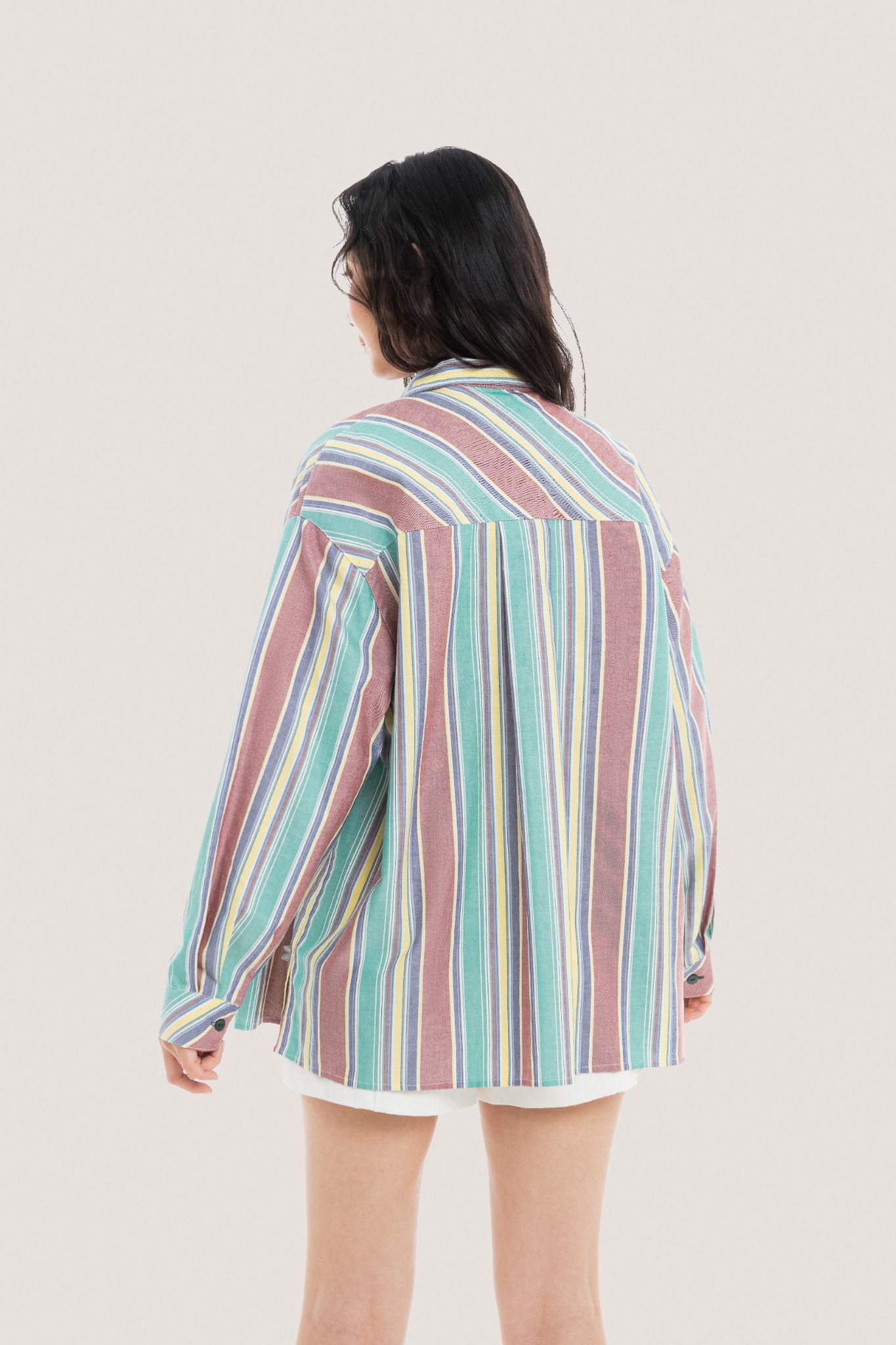  Flowers Bloom Balanced Striped Oversized Shirt 