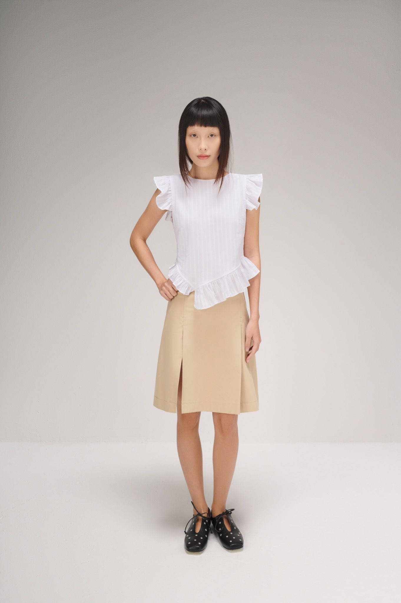 White Ruffle Top