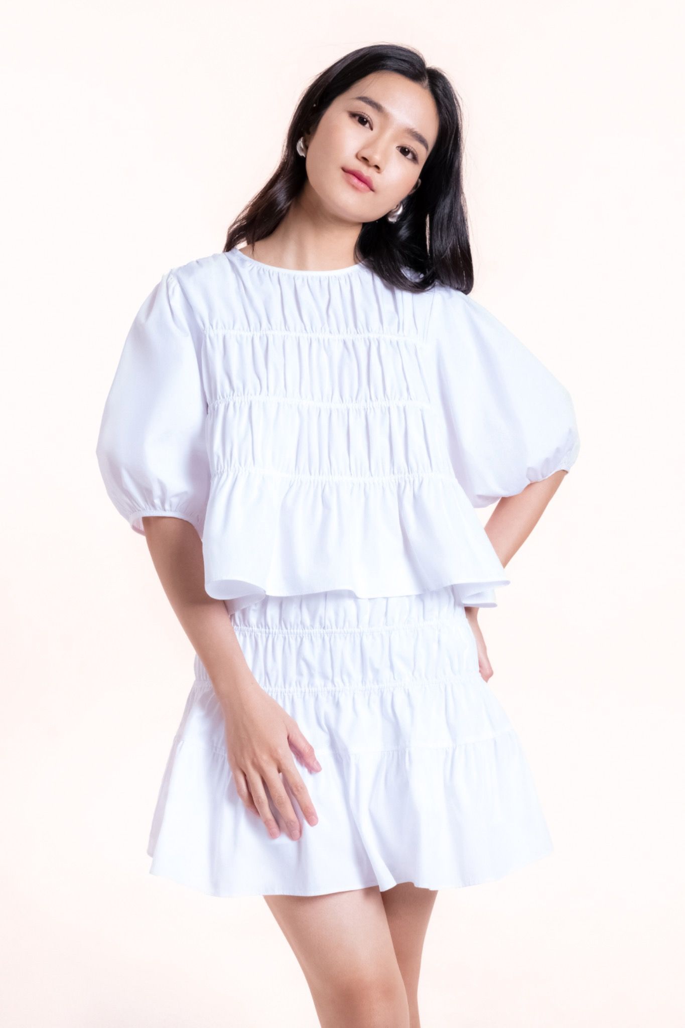 White Smock Mini Skirt