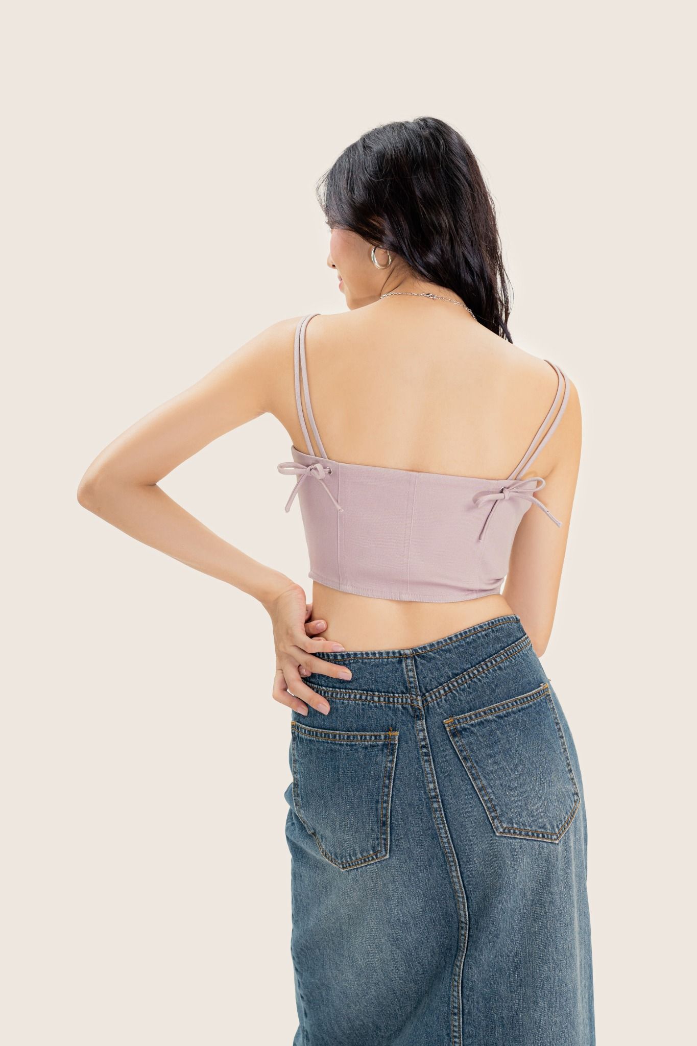  Pastel Purple Zipper Double Straps Cami Top 