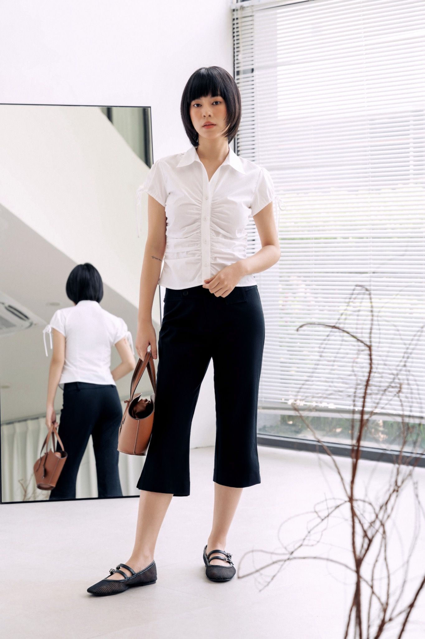 White Ruched Shirt