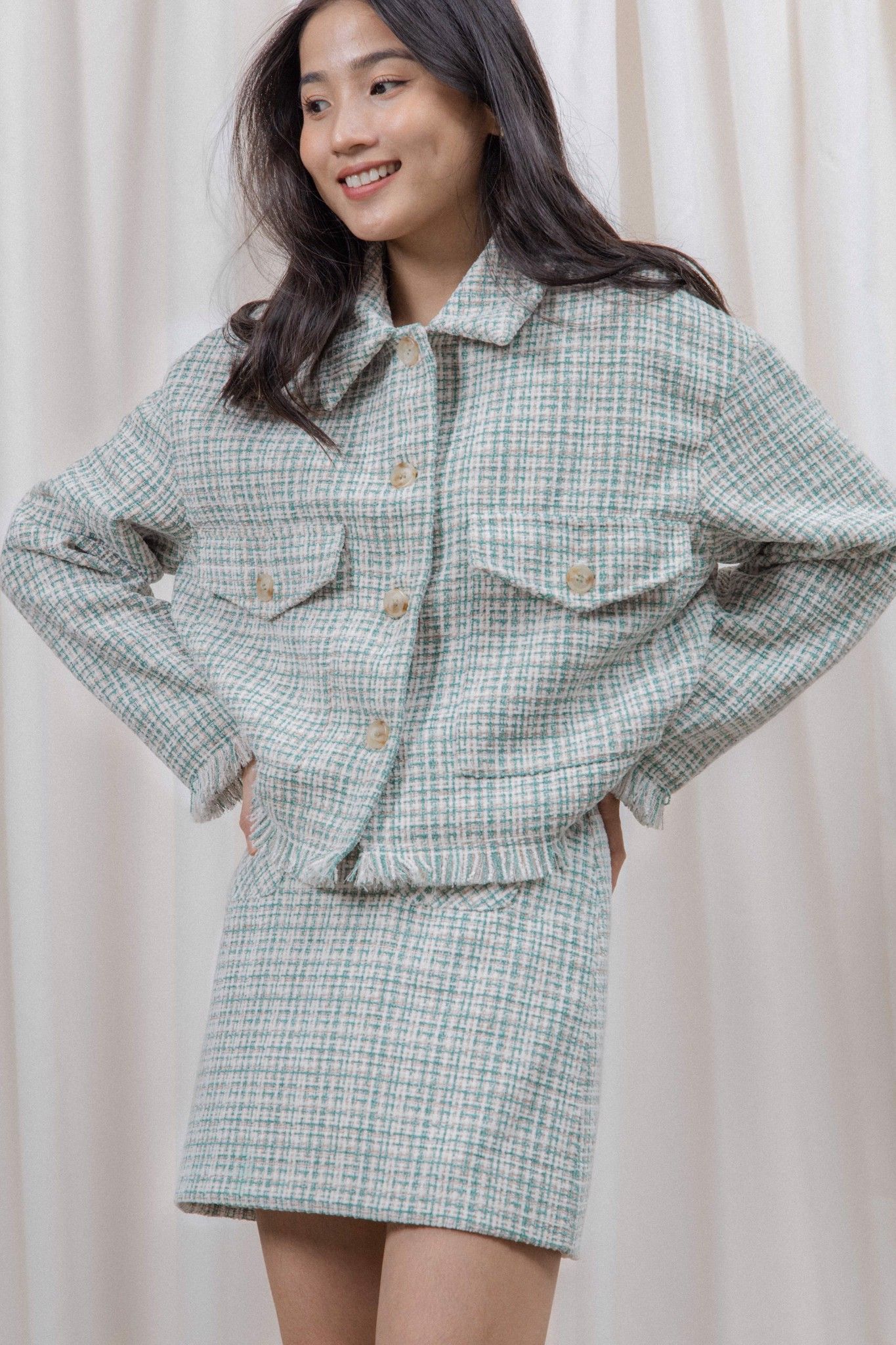 Green Fringe Tweed Jacket