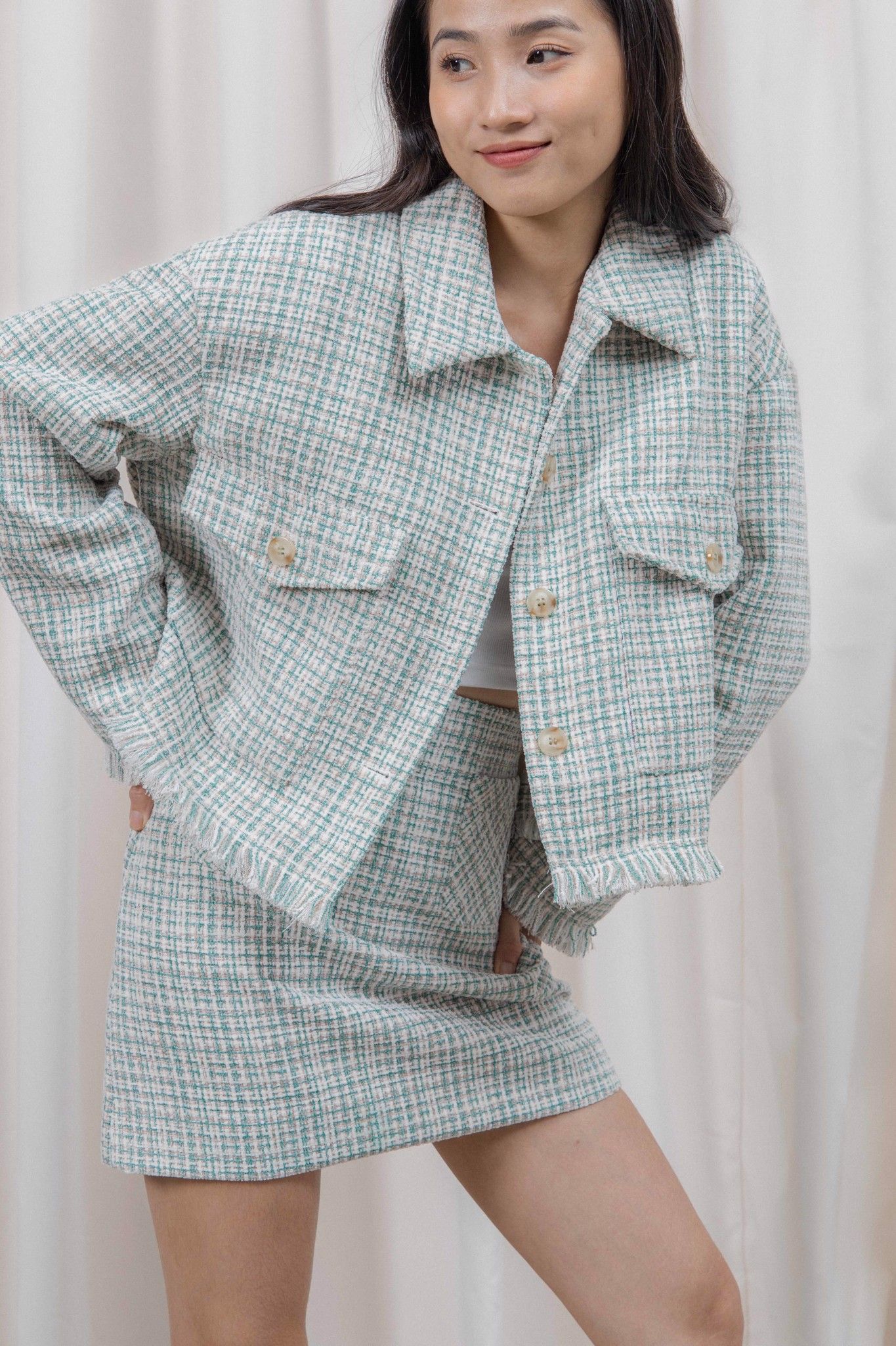 Green Fringe Tweed Jacket