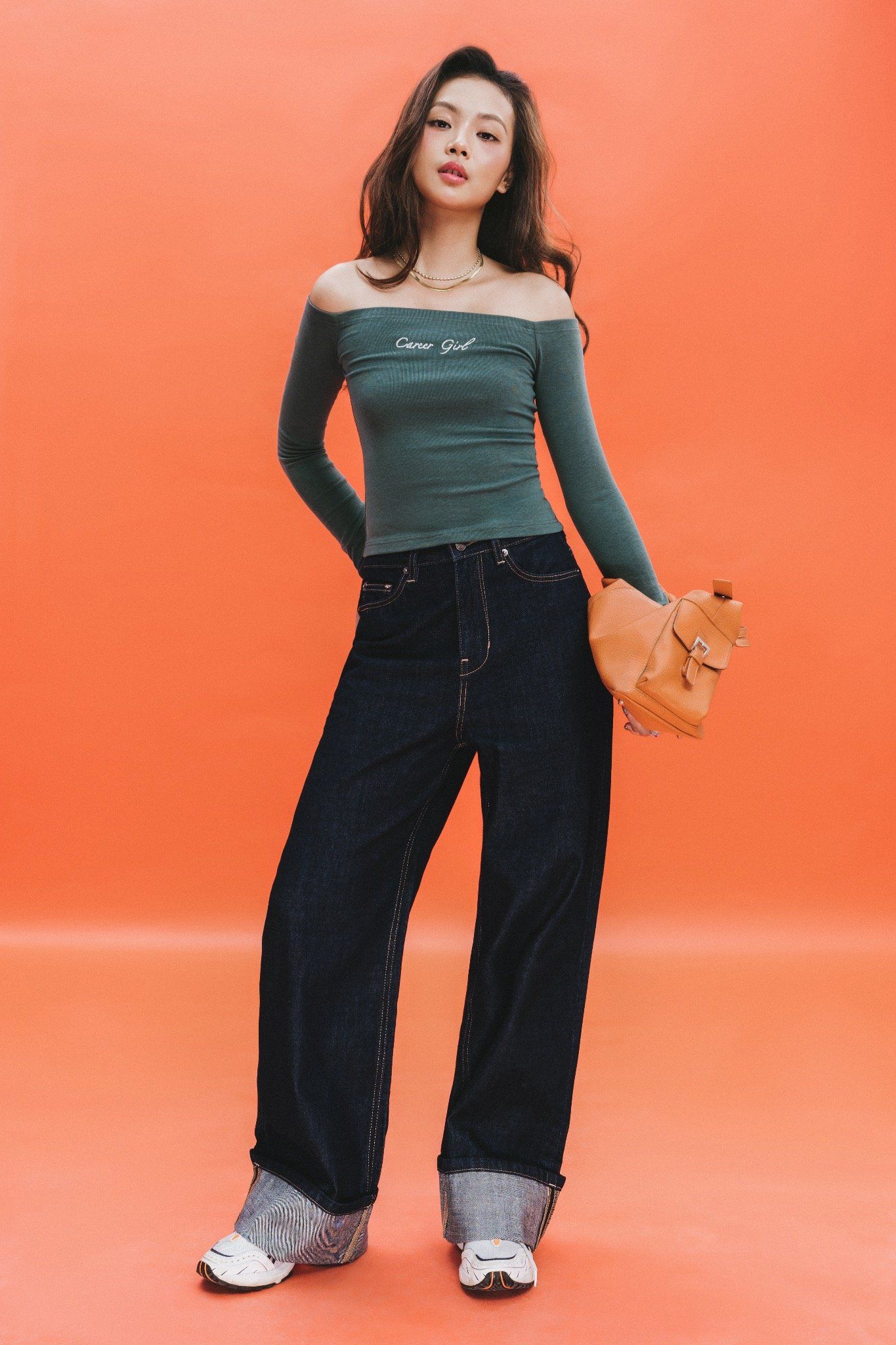 Indigo High Waist Straight Leg Jeans
