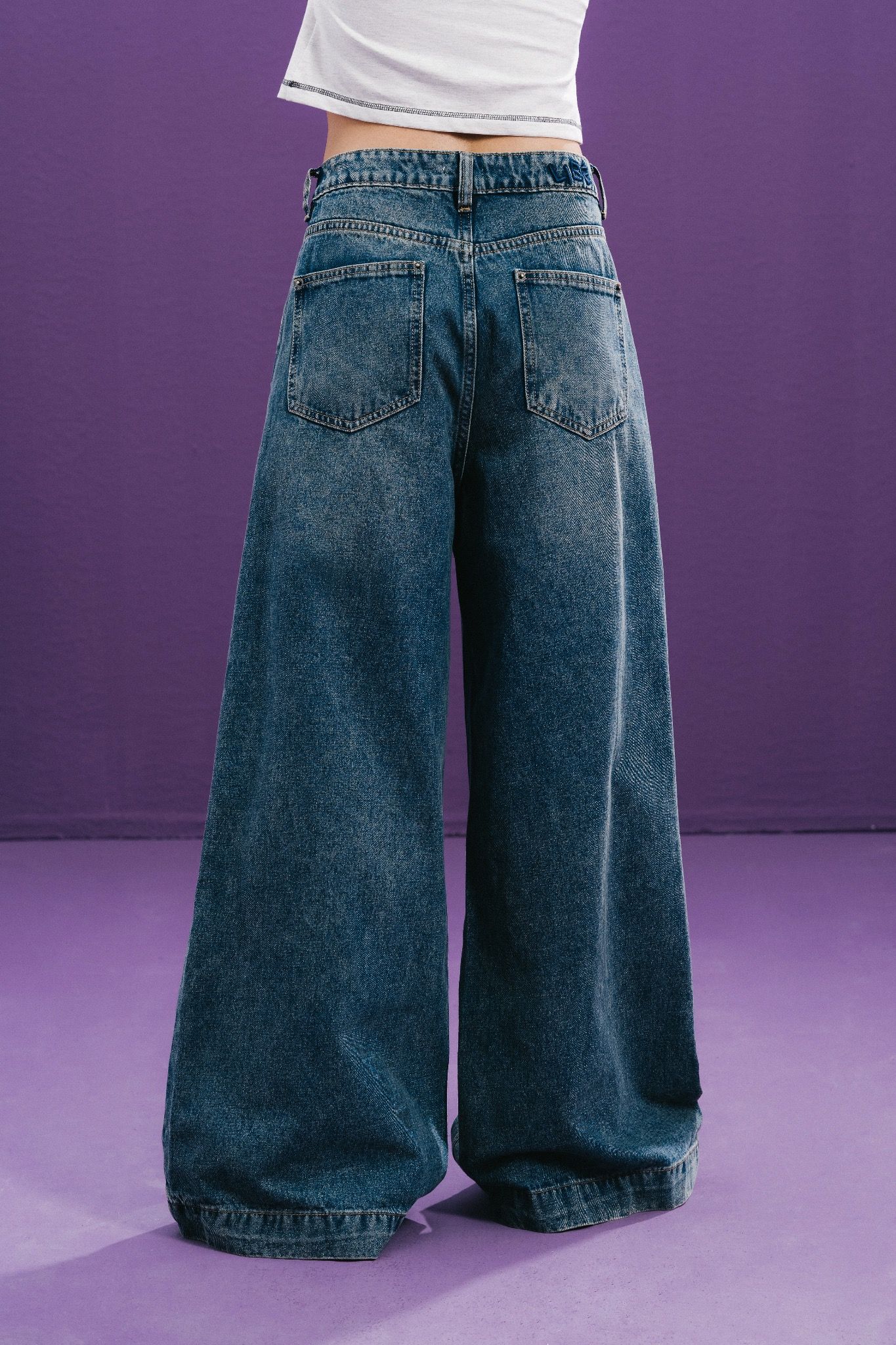Medium Blue High Waisted Wide Leg Jeans