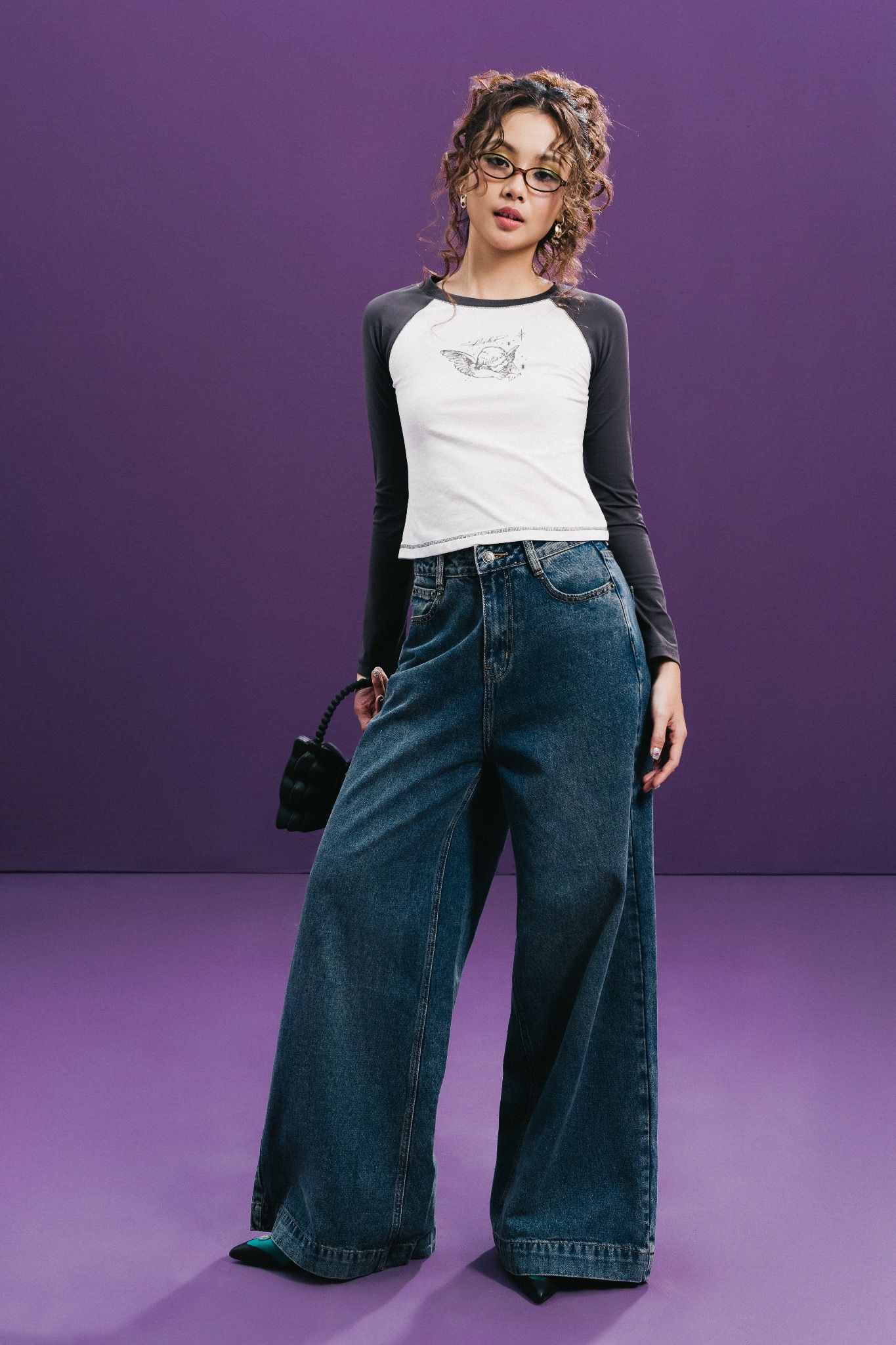 Medium Blue High Waisted Wide Leg Jeans