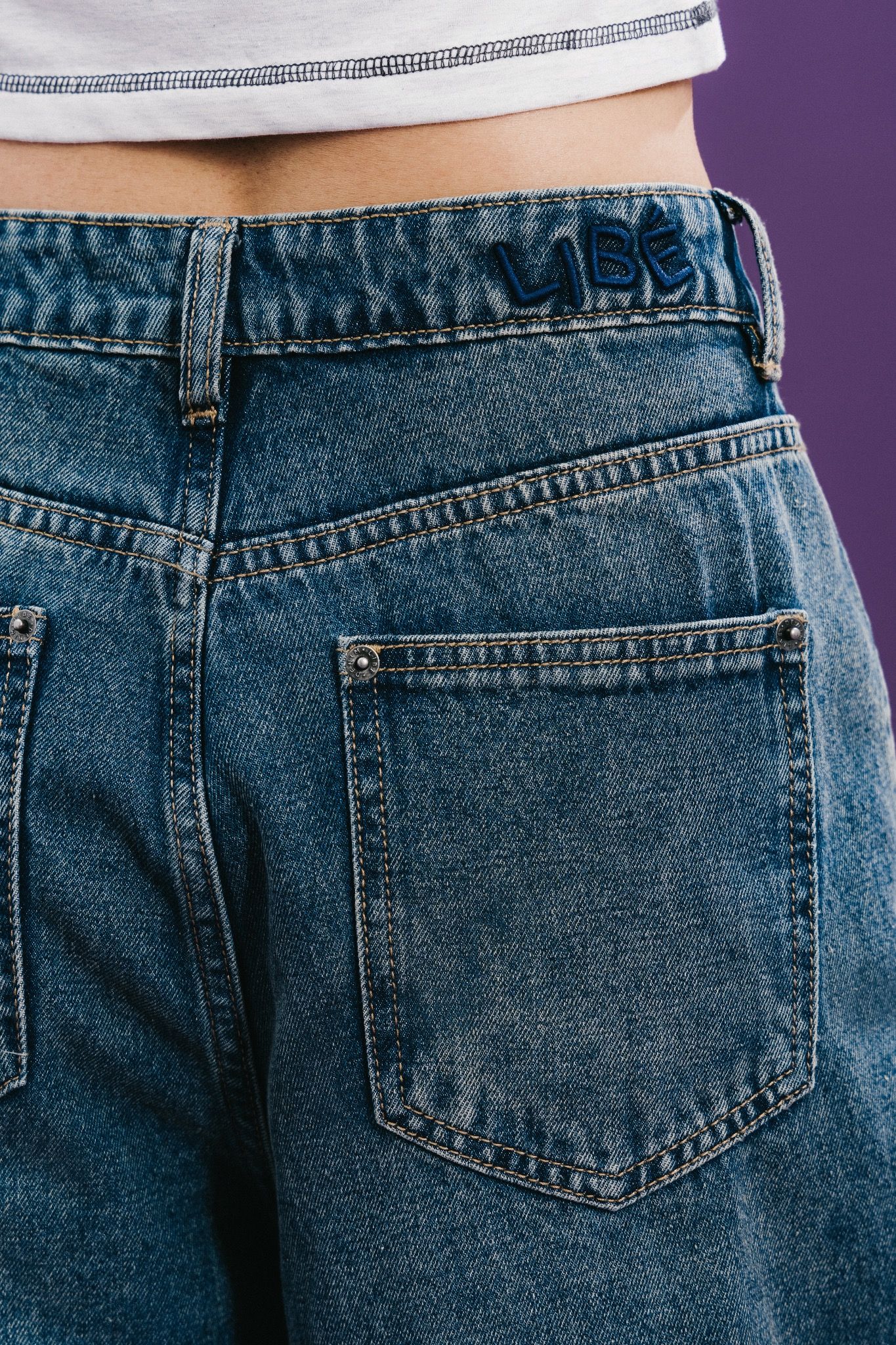 Medium Blue High Waisted Wide Leg Jeans