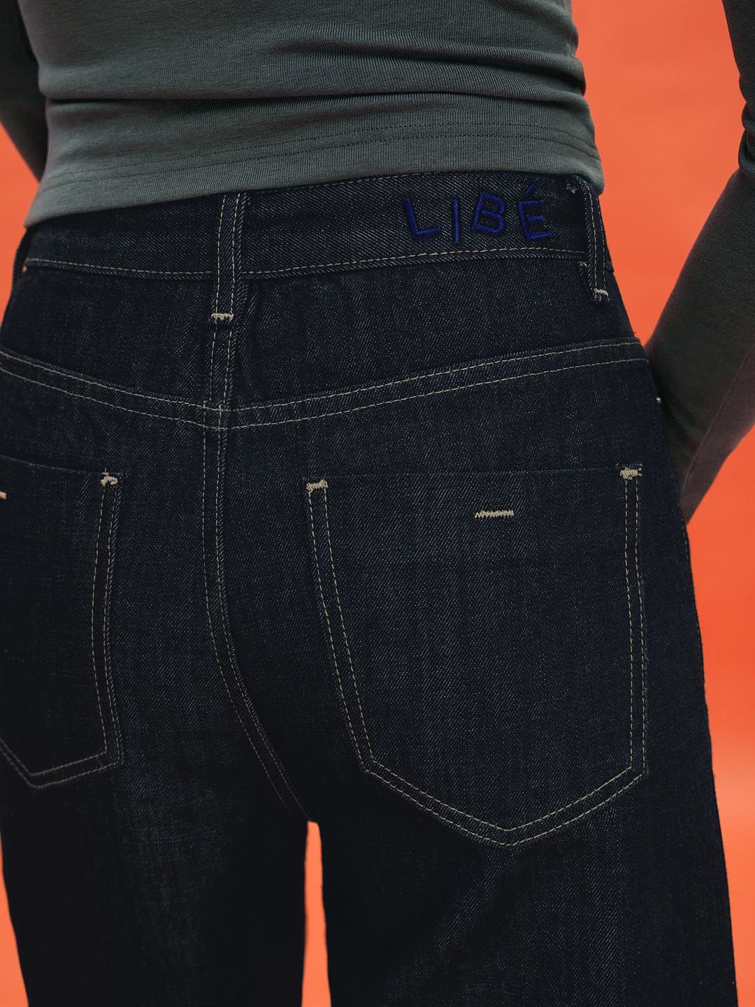 Indigo High Waist Straight Leg Jeans