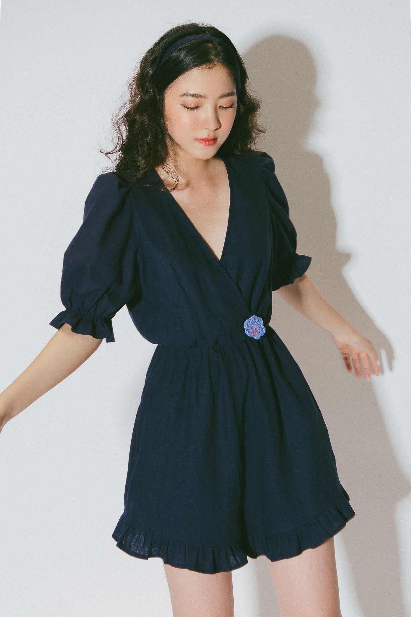 Navy Linen Romper