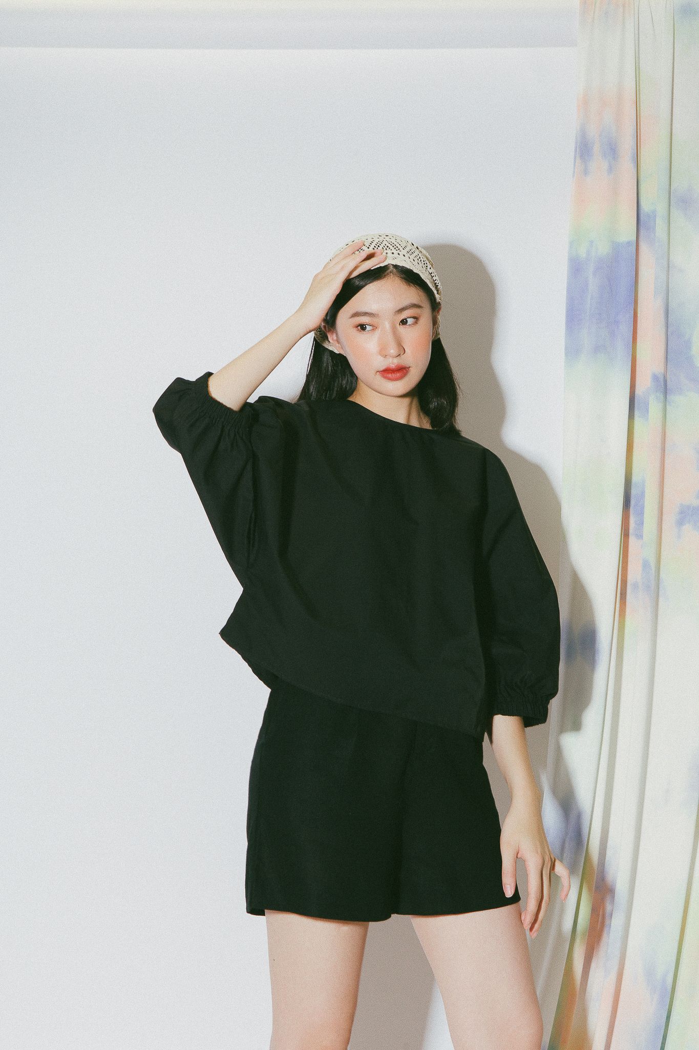 Black Batwing Sleeves Top