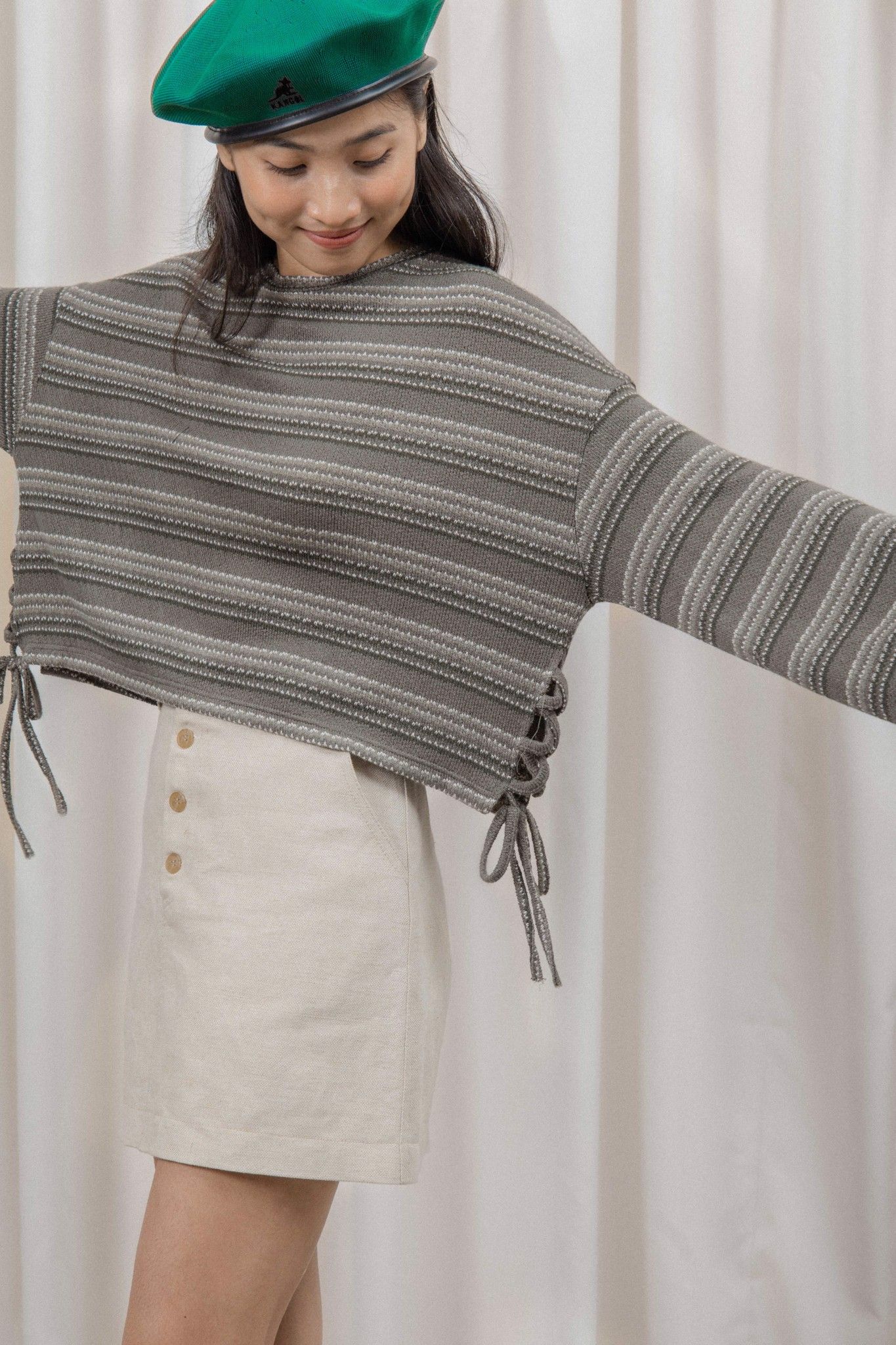 Green Knitted Long Sleeve Top