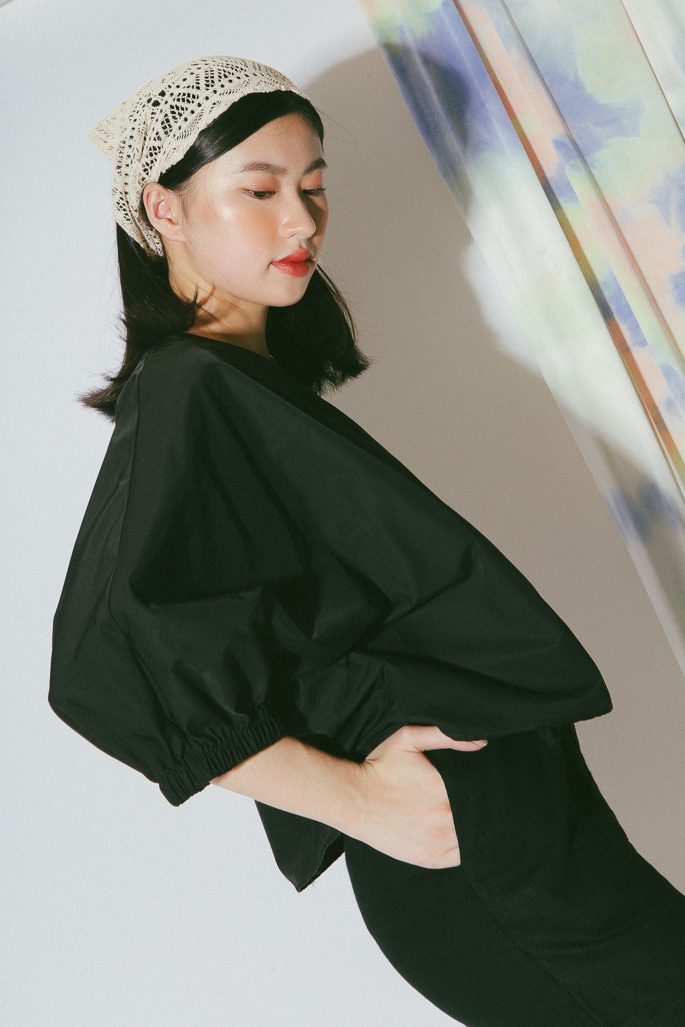 Black Batwing Sleeves Top