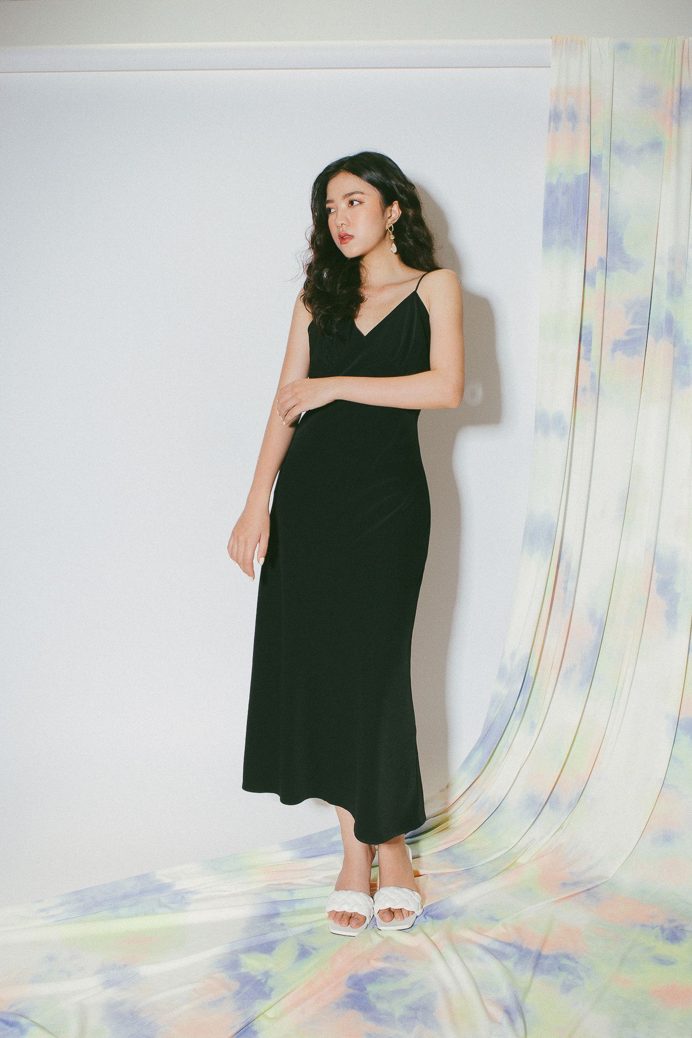 Black Slip Midi Dress
