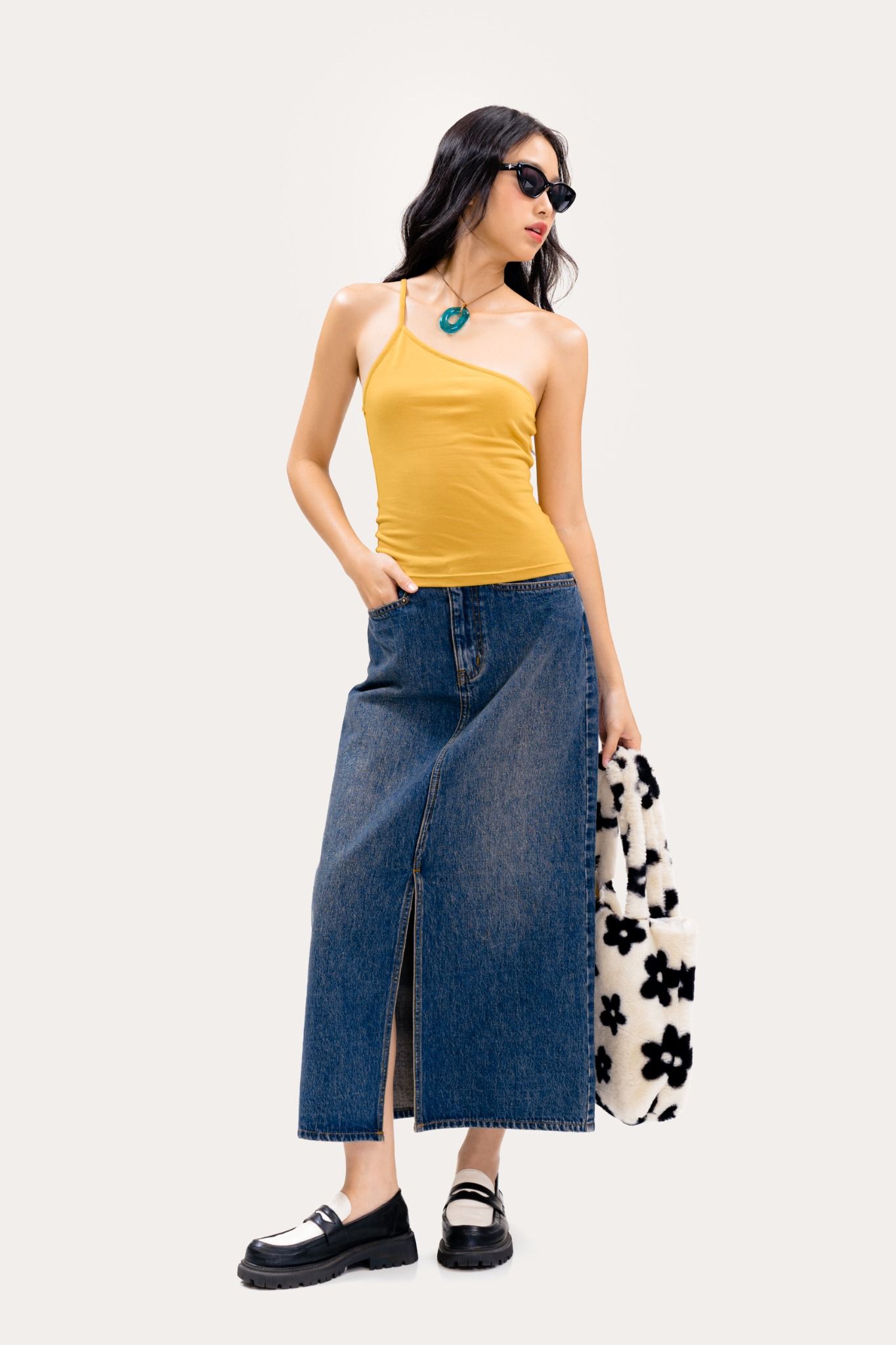 Mustard Yellow One Shoulder Cami Top