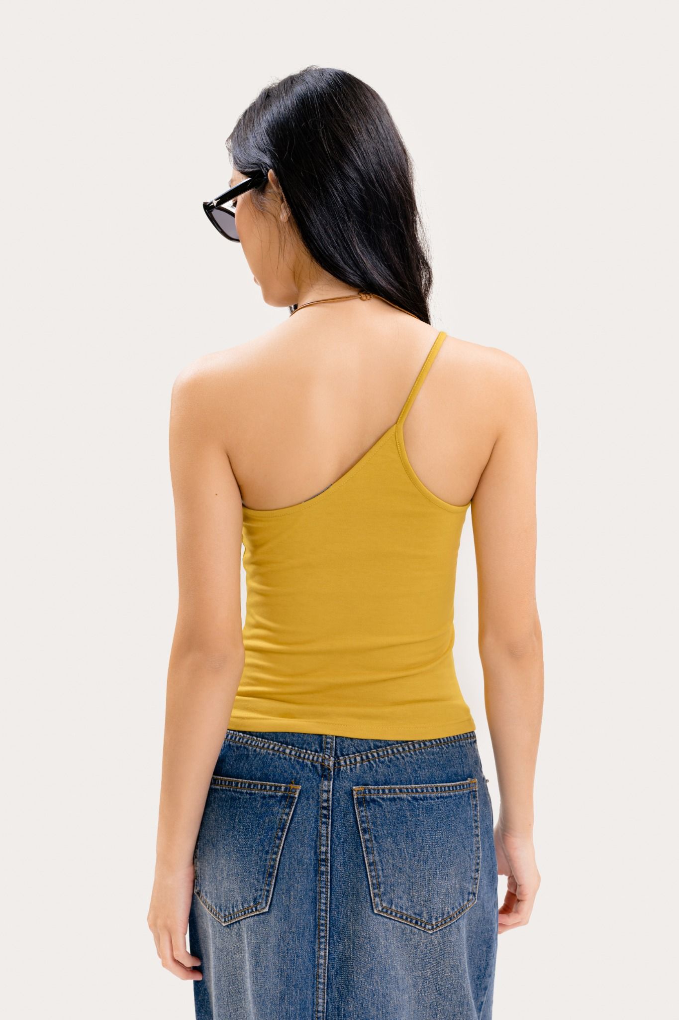  Mustard Yellow One Shoulder Cami Top 