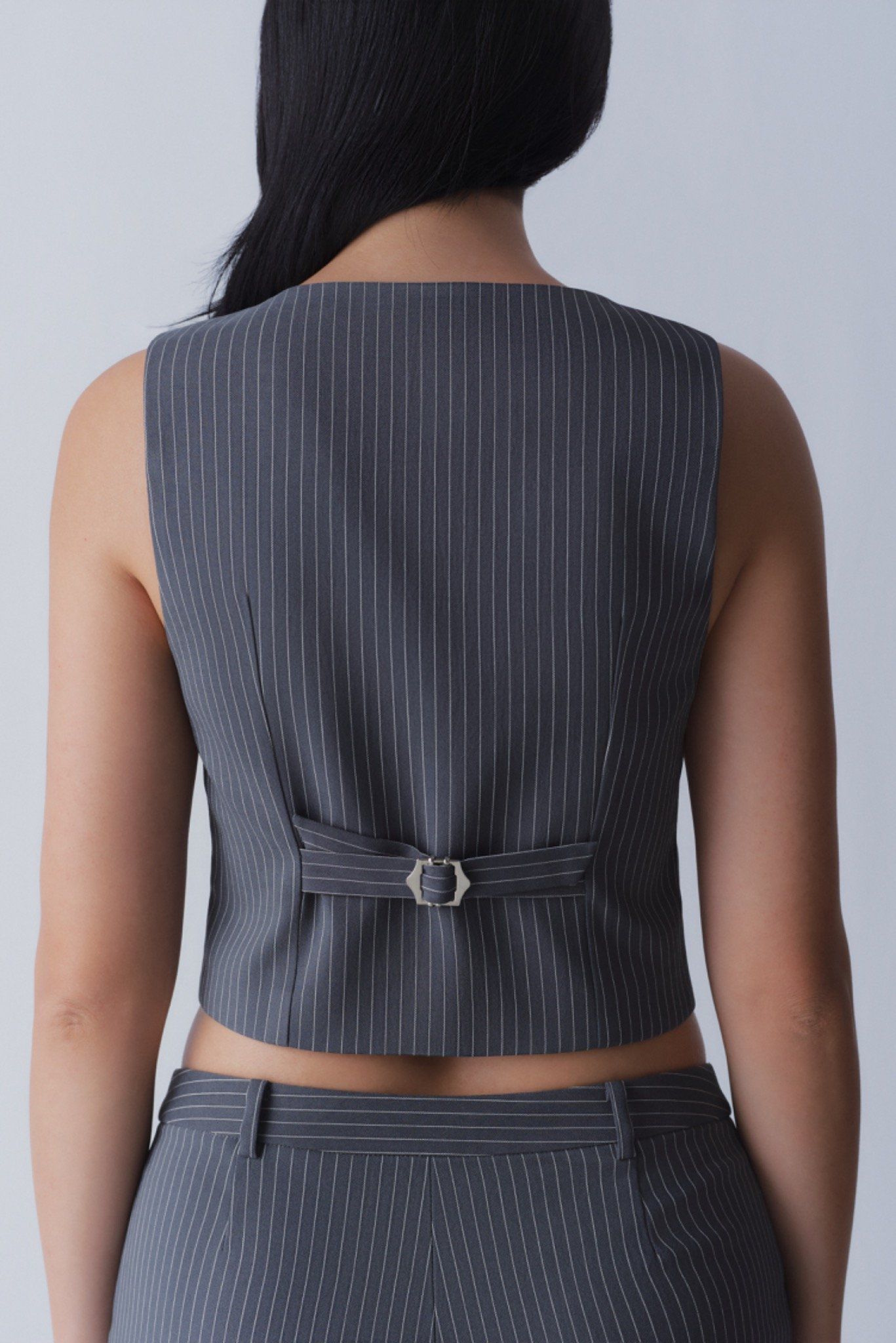 Grey Fitted Gilet Top