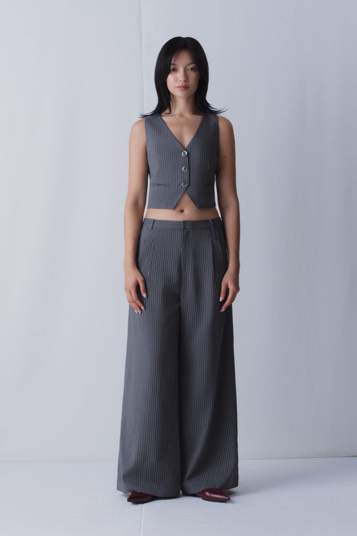 Grey Fitted Gilet Top