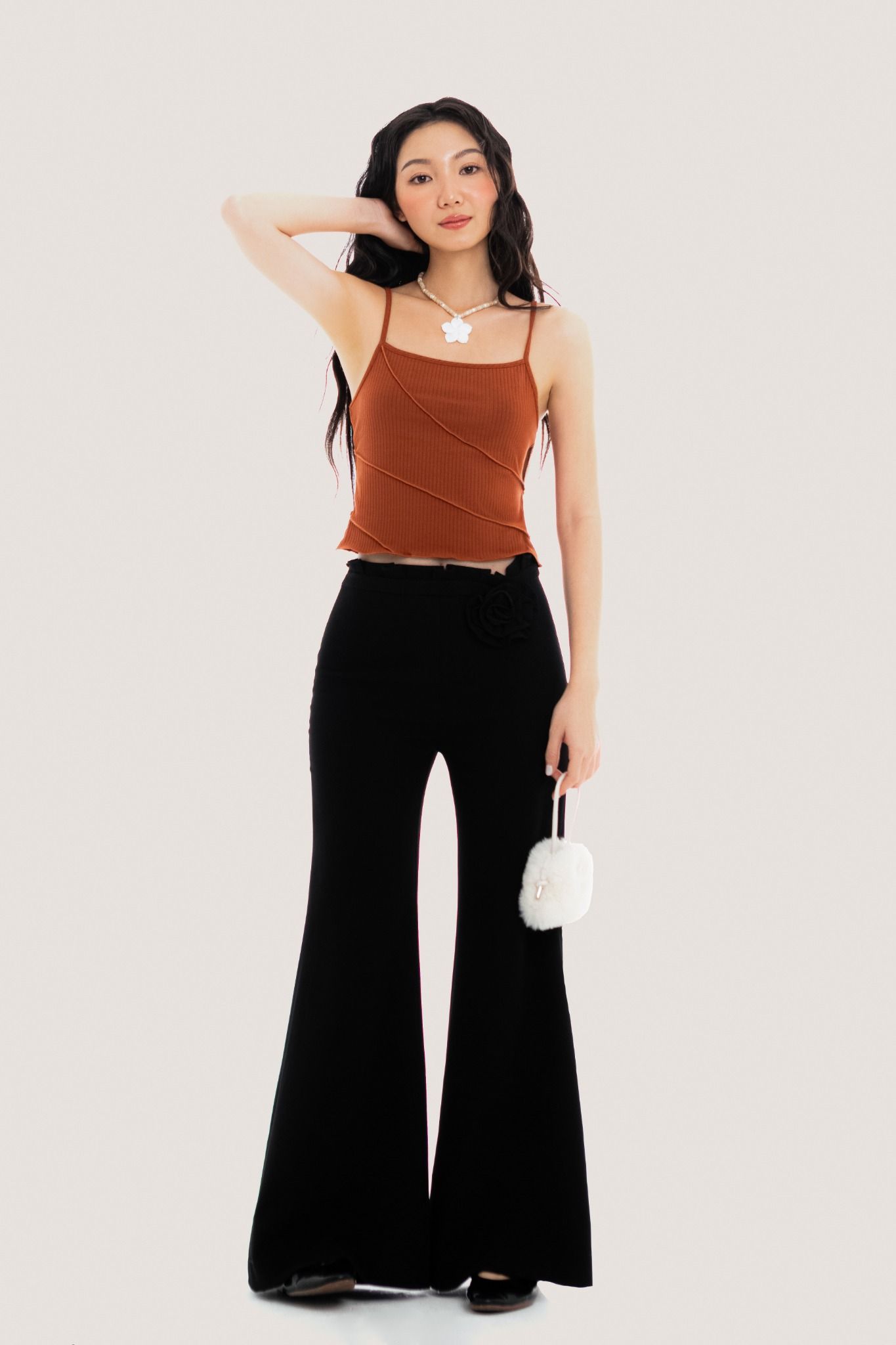 Burnt Orange Lettuce Edge Strappy Top