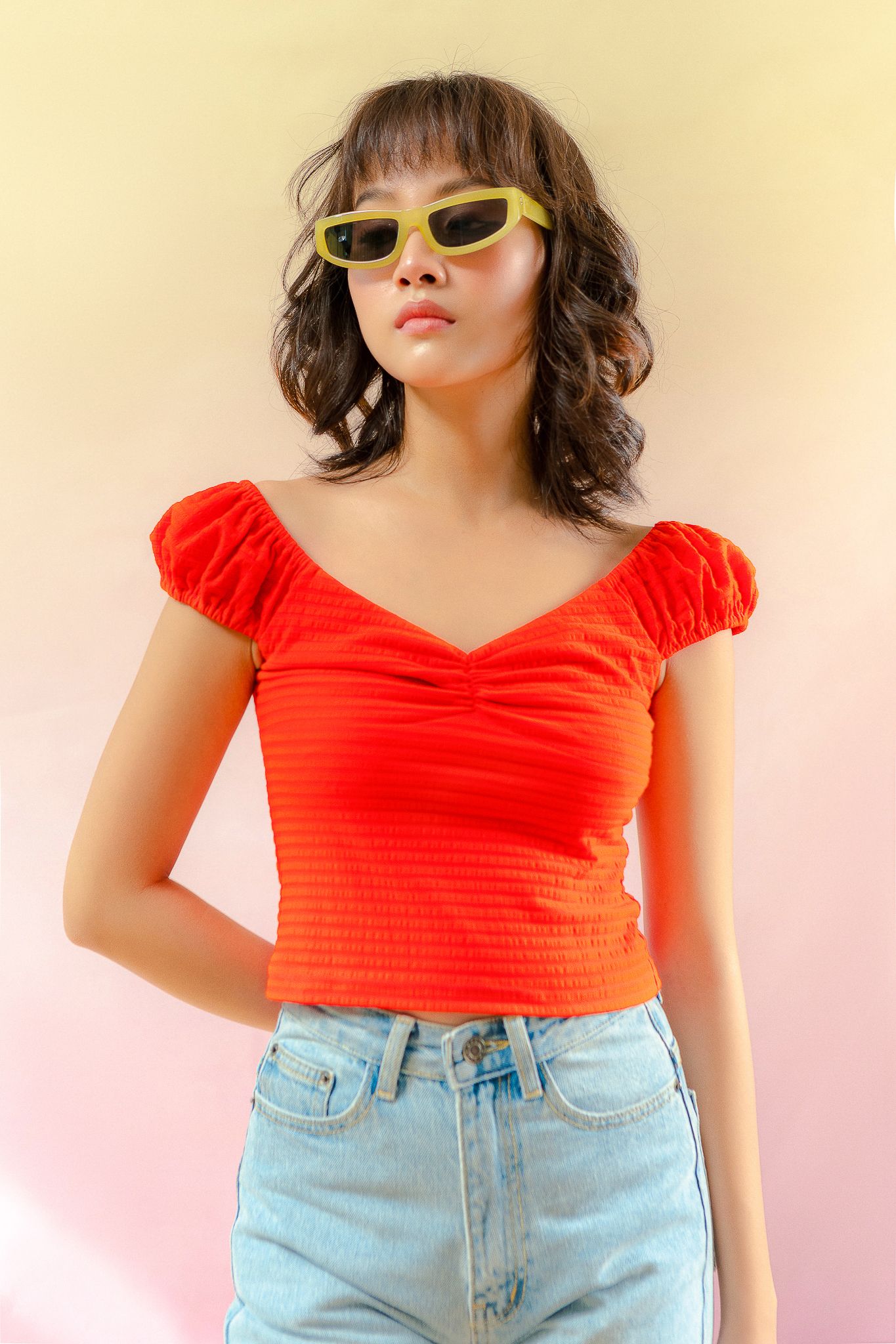  Ruched Top - Orange 