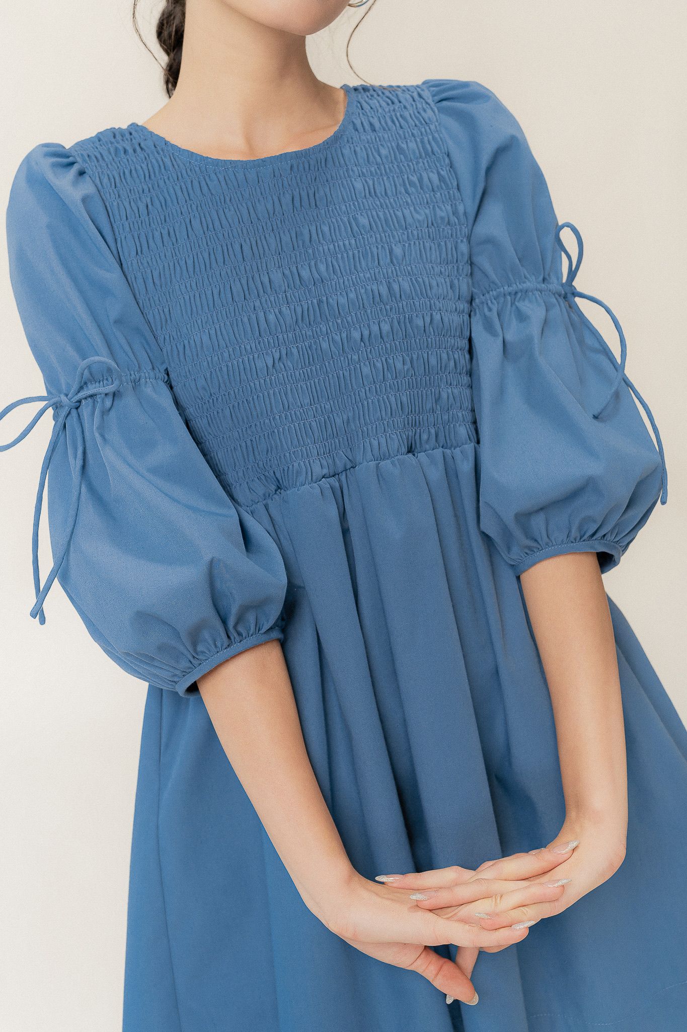  Charlotte Blue Babydoll Smock Dress 