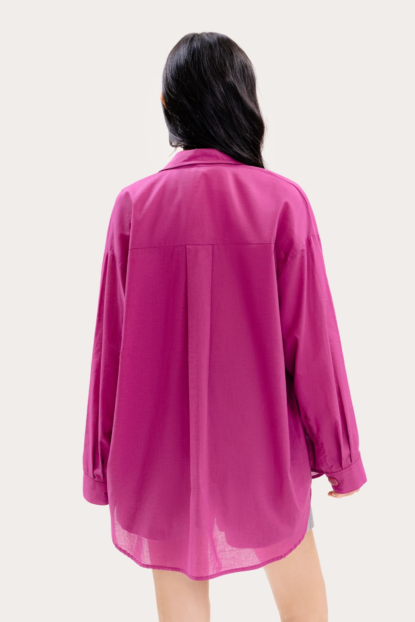  Magenta Oversized Shirt With Buttons 