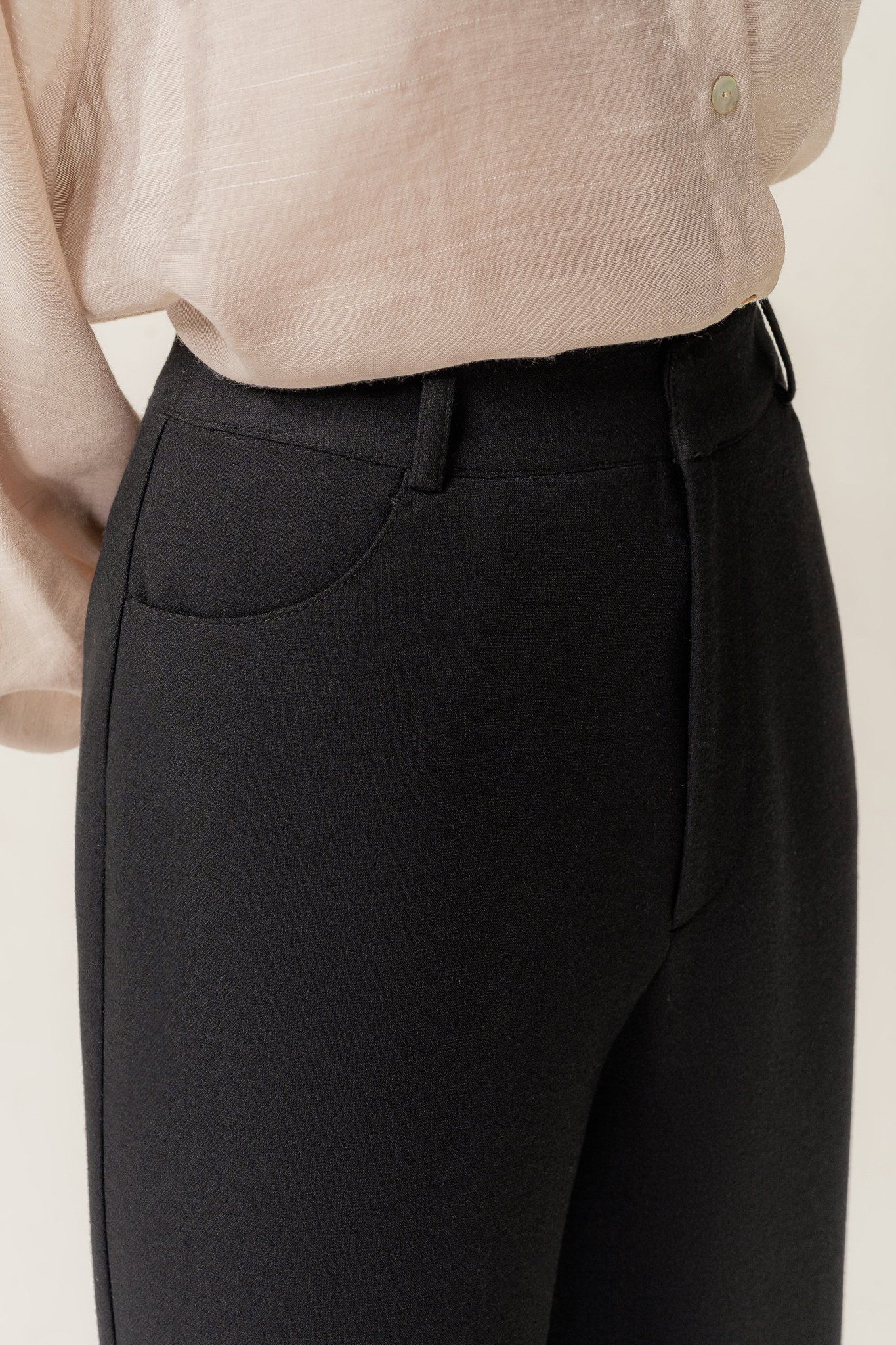 Black Basic Straight Leg Trousers