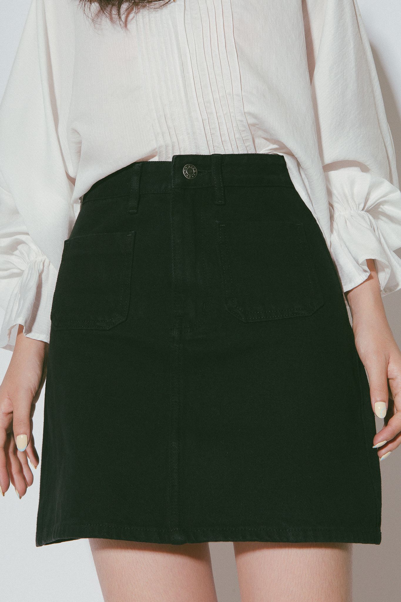 Denim Mini Skirt - Black