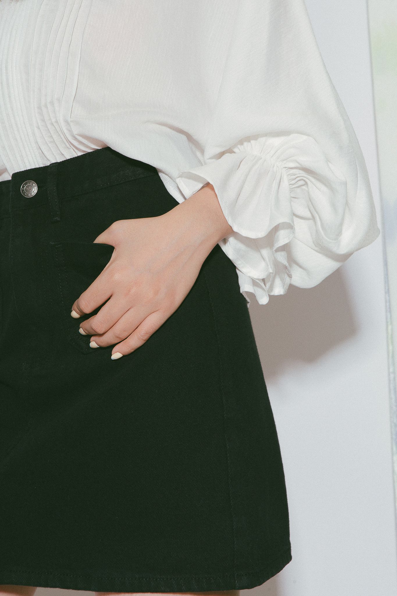 Denim Mini Skirt - Black