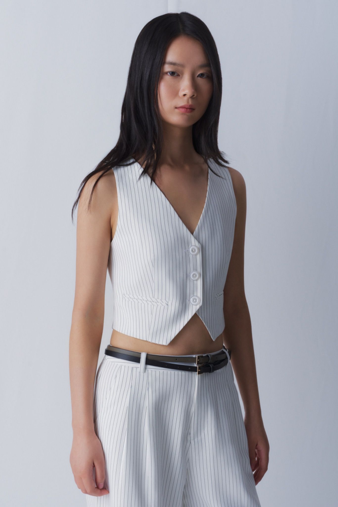 White Fitted Gilet Top