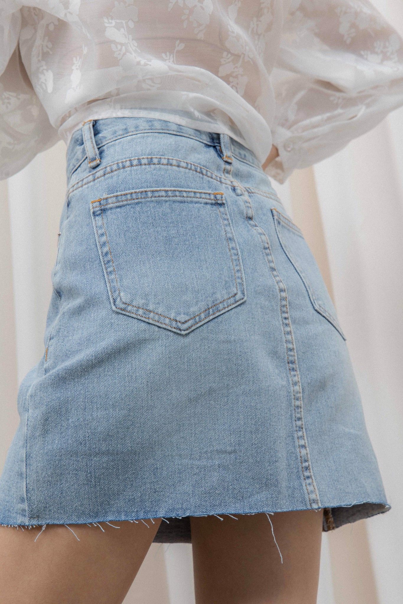 Ripped Denim Skirt