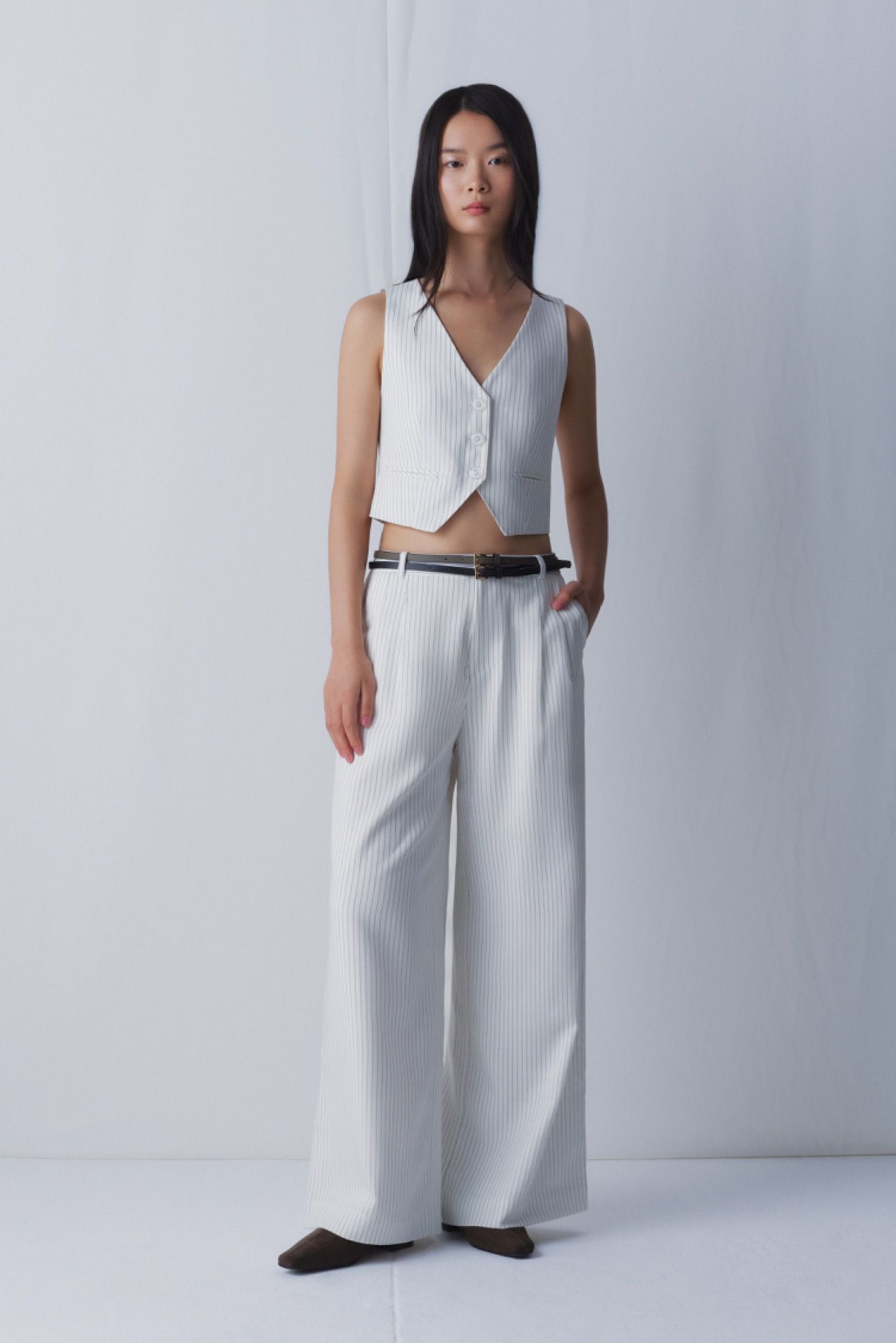 White Fitted Gilet Top