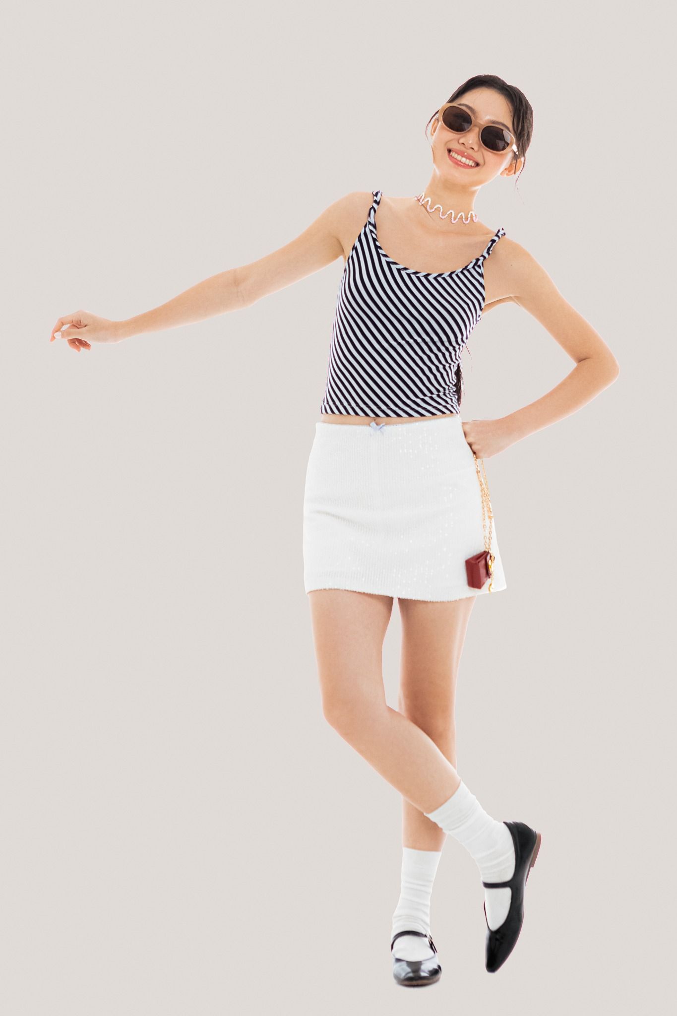 Oblique Striped Twisted Strappy Top