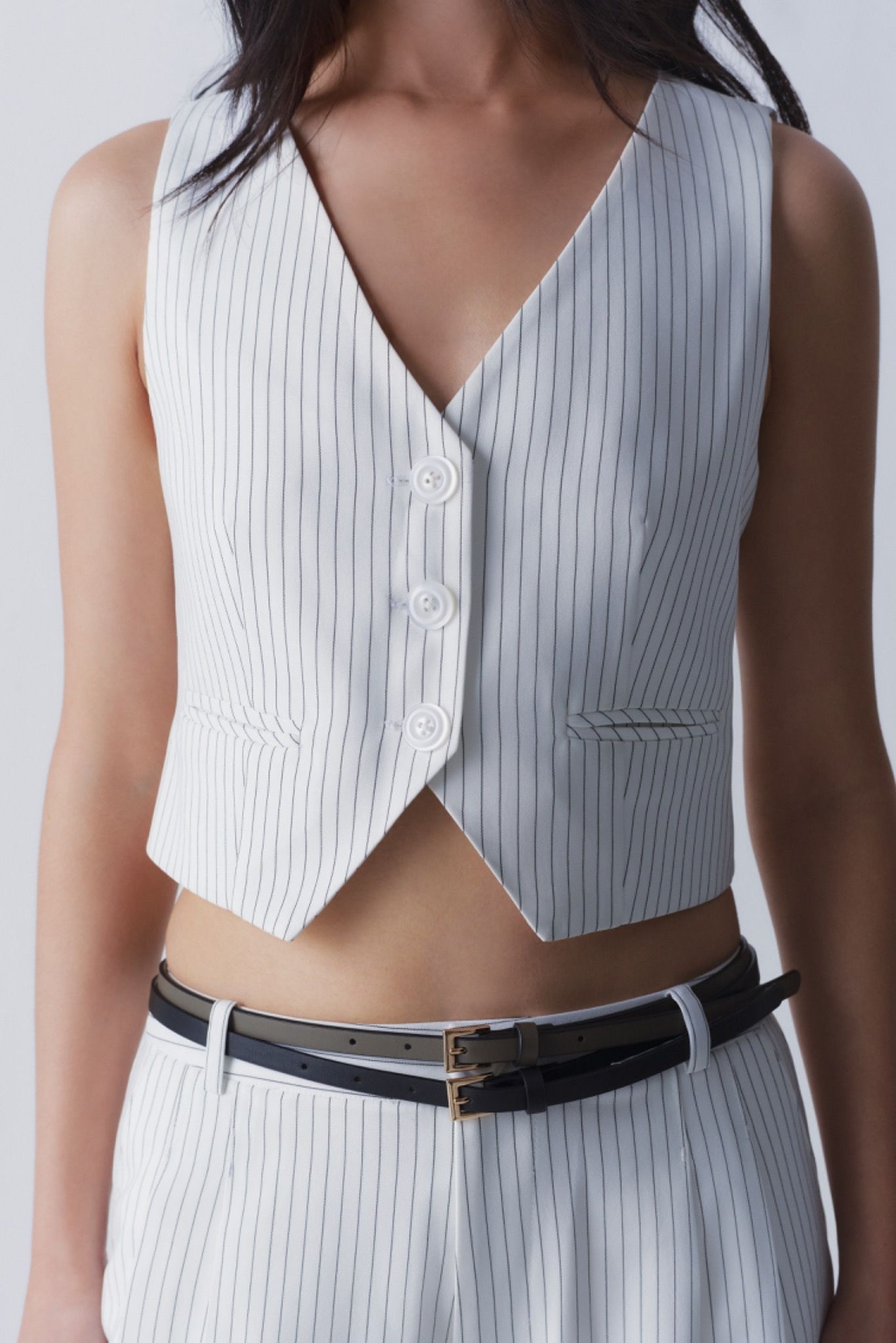White Fitted Gilet Top