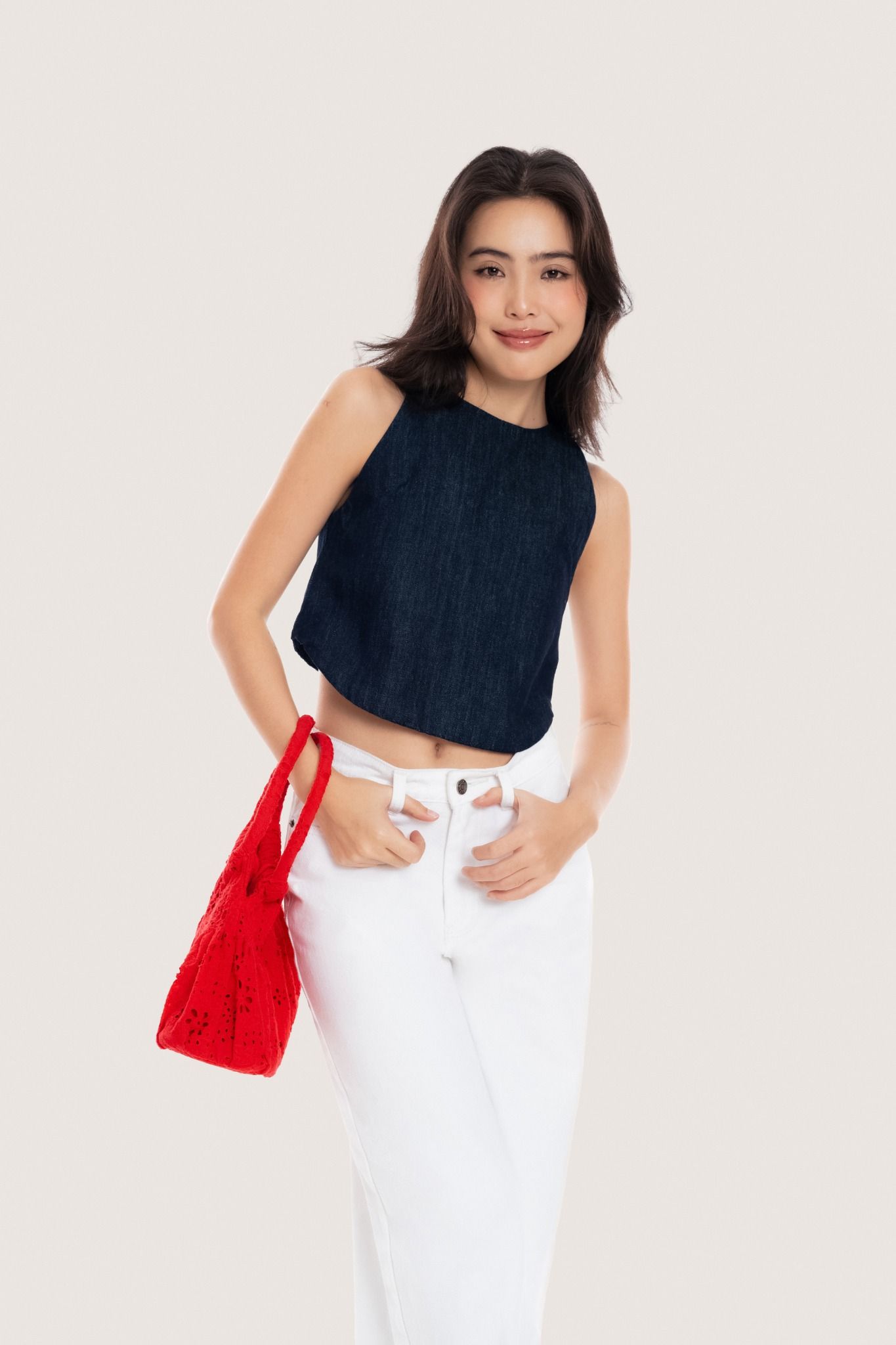  Indigo Halter Neck Denim Top 