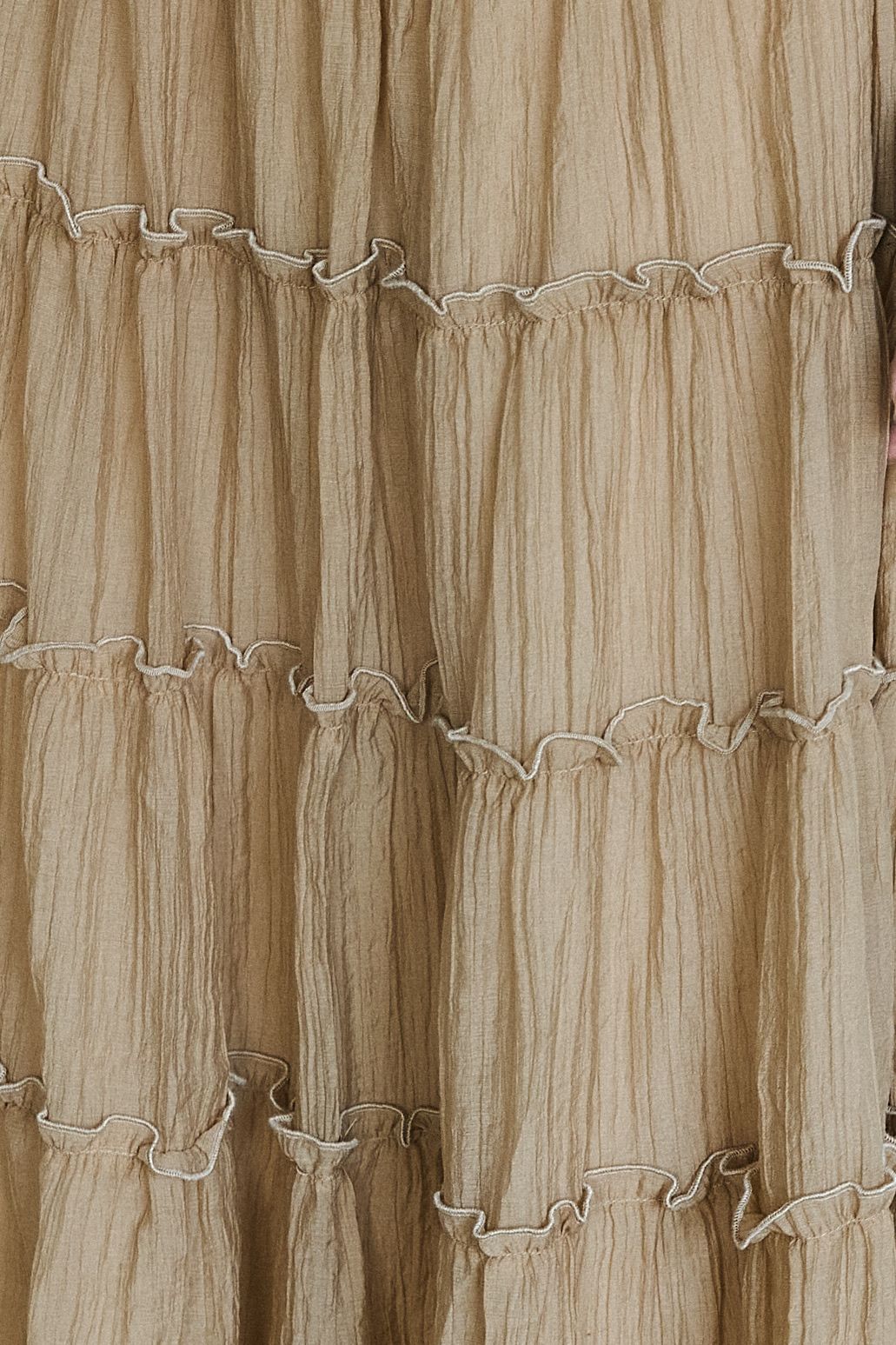 Cream Ruffle Midi Skirt