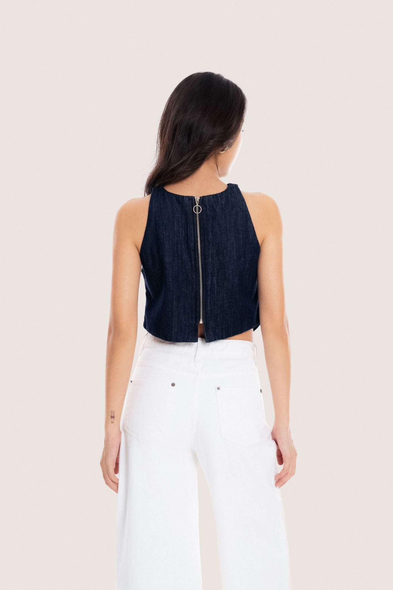  Indigo Halter Neck Denim Top 