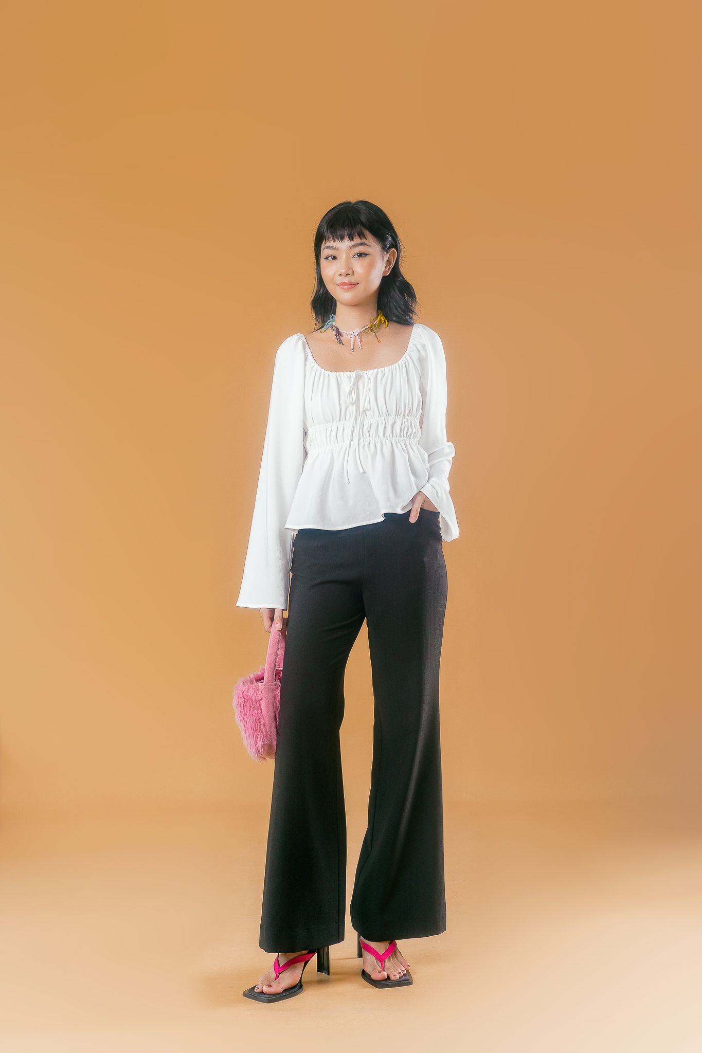  Black Tailored Flare Trousers 