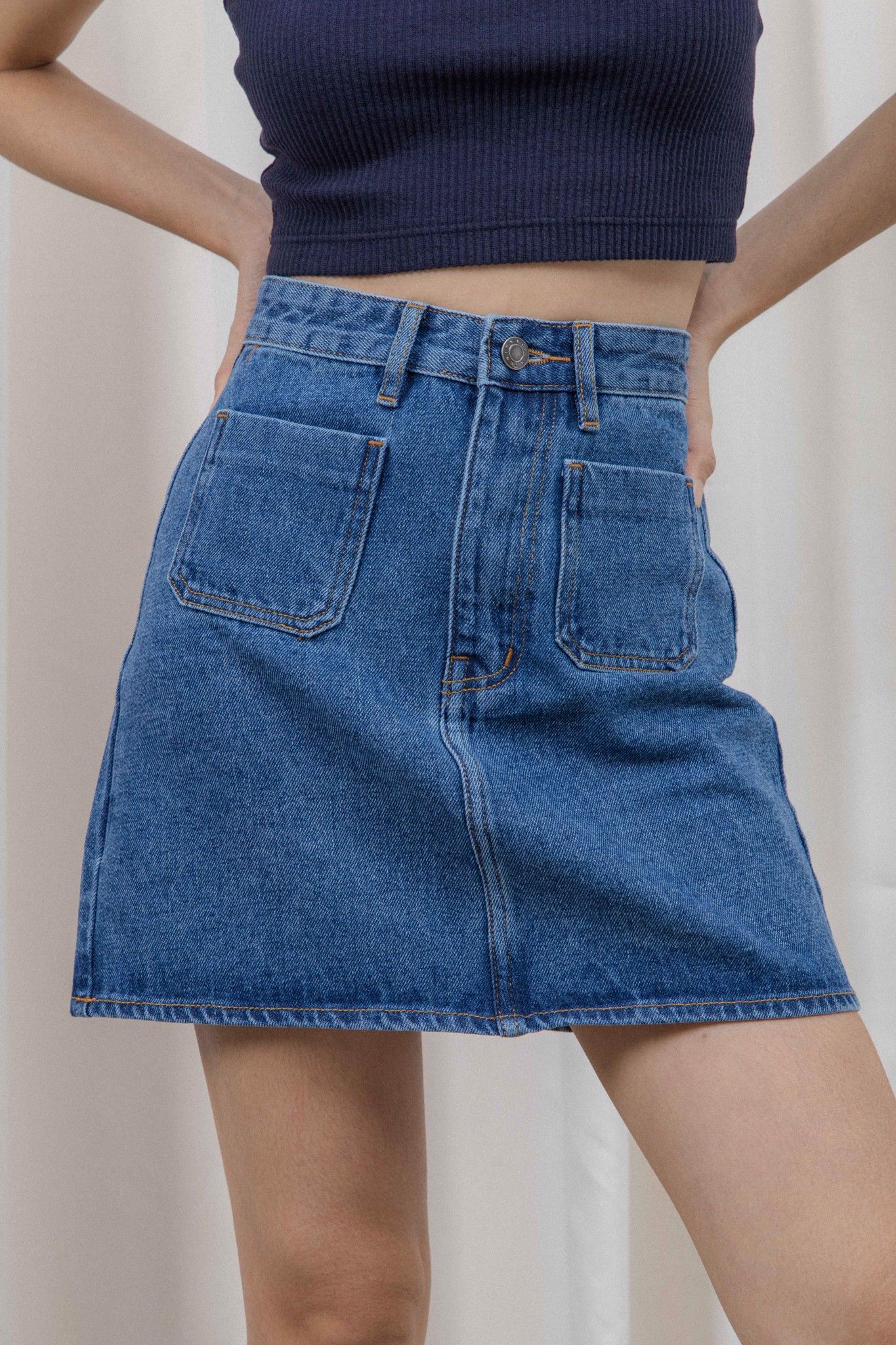 Denim Mini Skirt- Navy