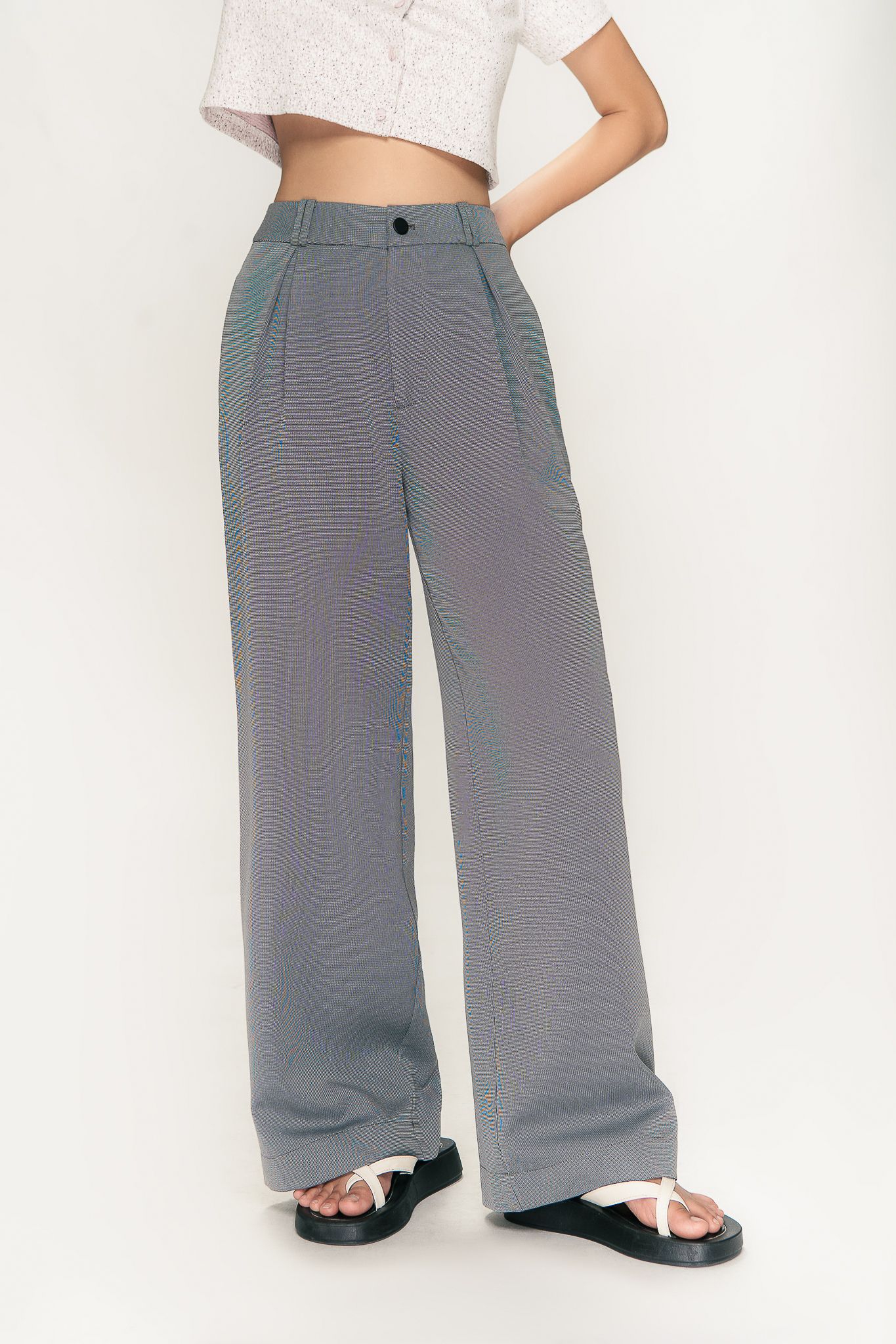  Grey Pleated Wide Leg Trouser 