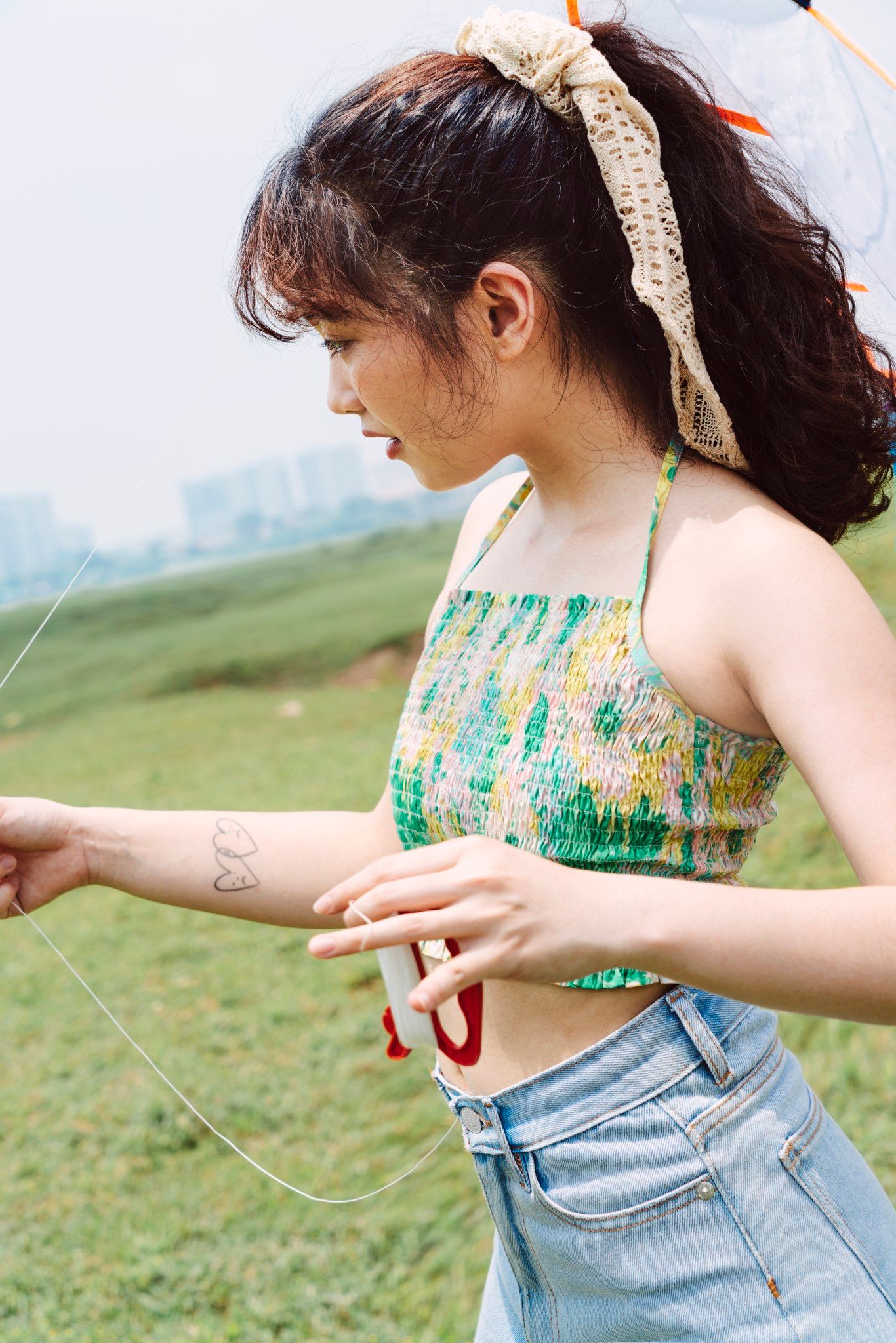 Green Floral Halter Neck Top
