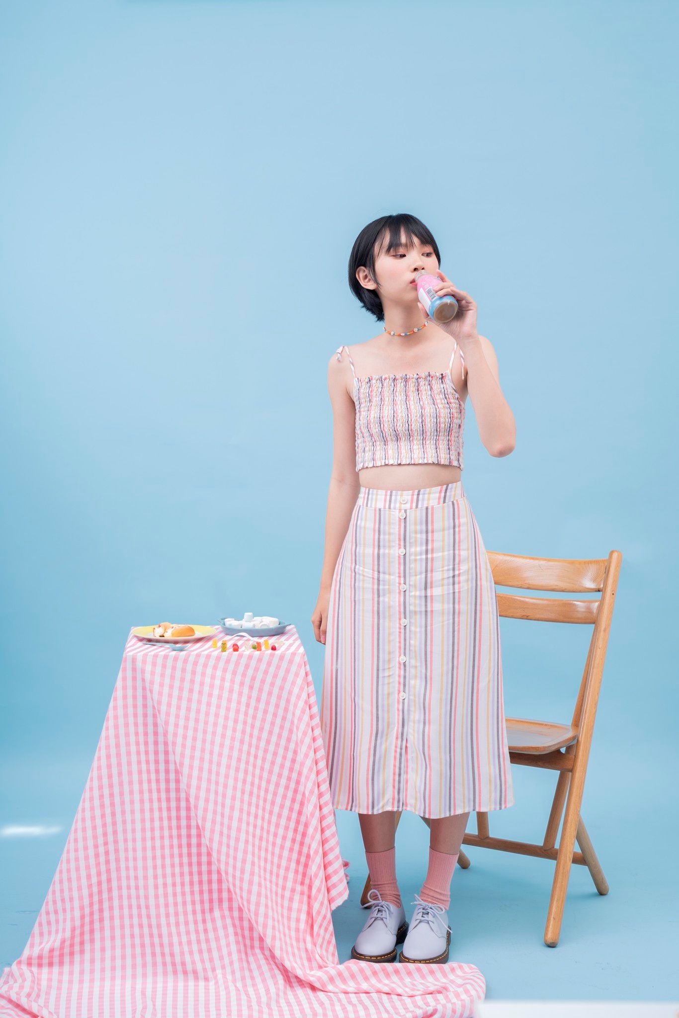 Multicolored Smocked Crop Top