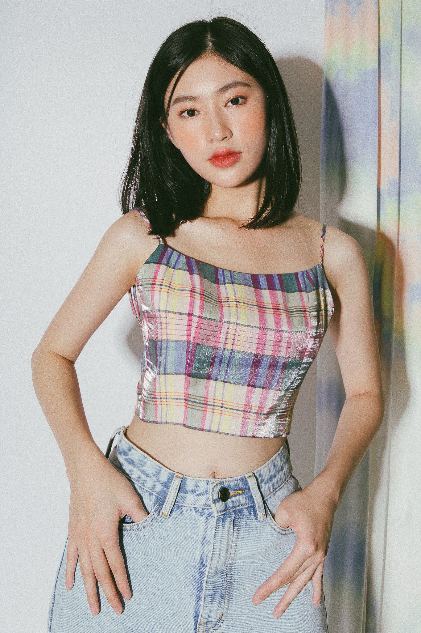 Checked Tie Back Camisole