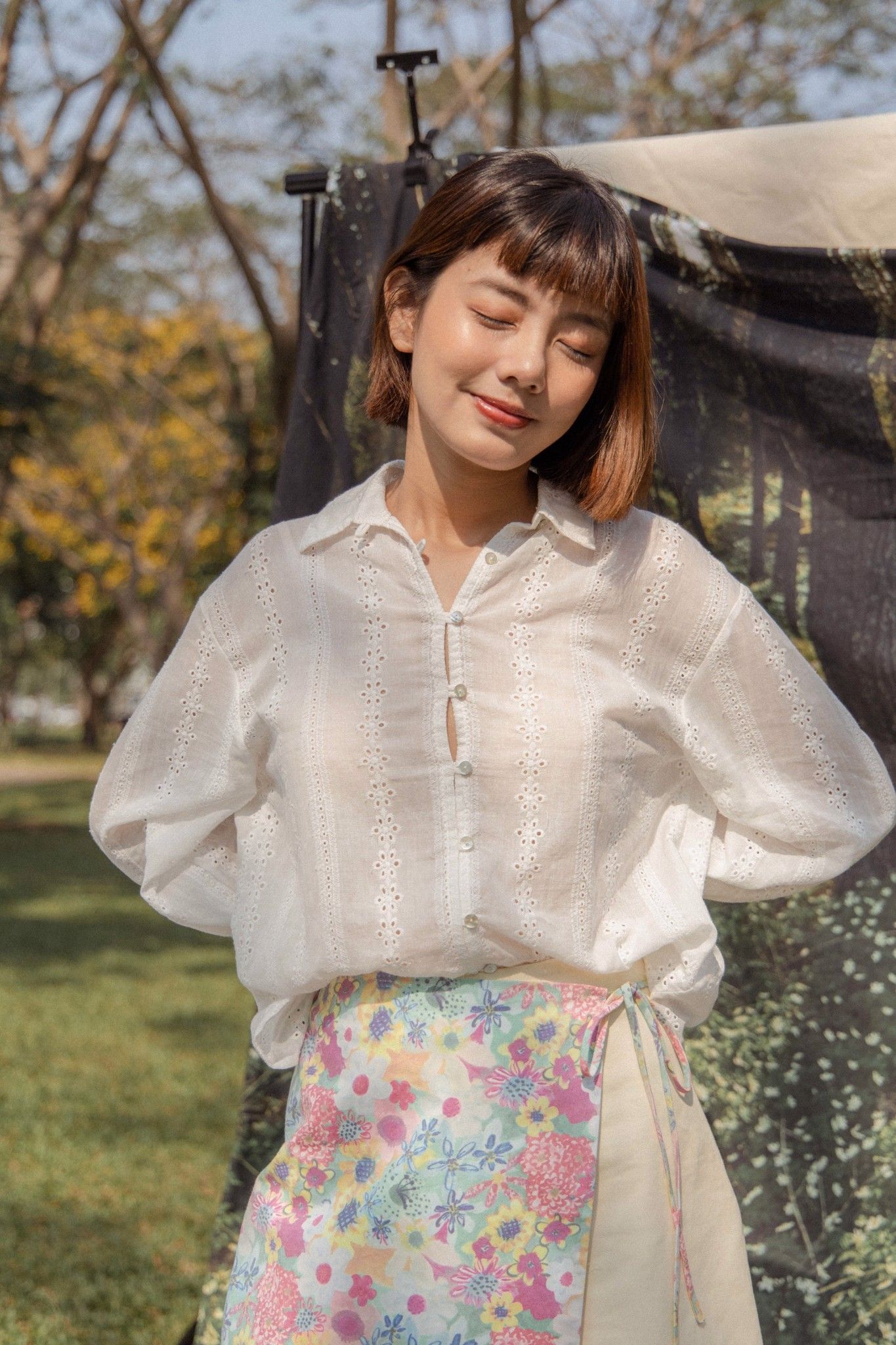 White Floral Shirt