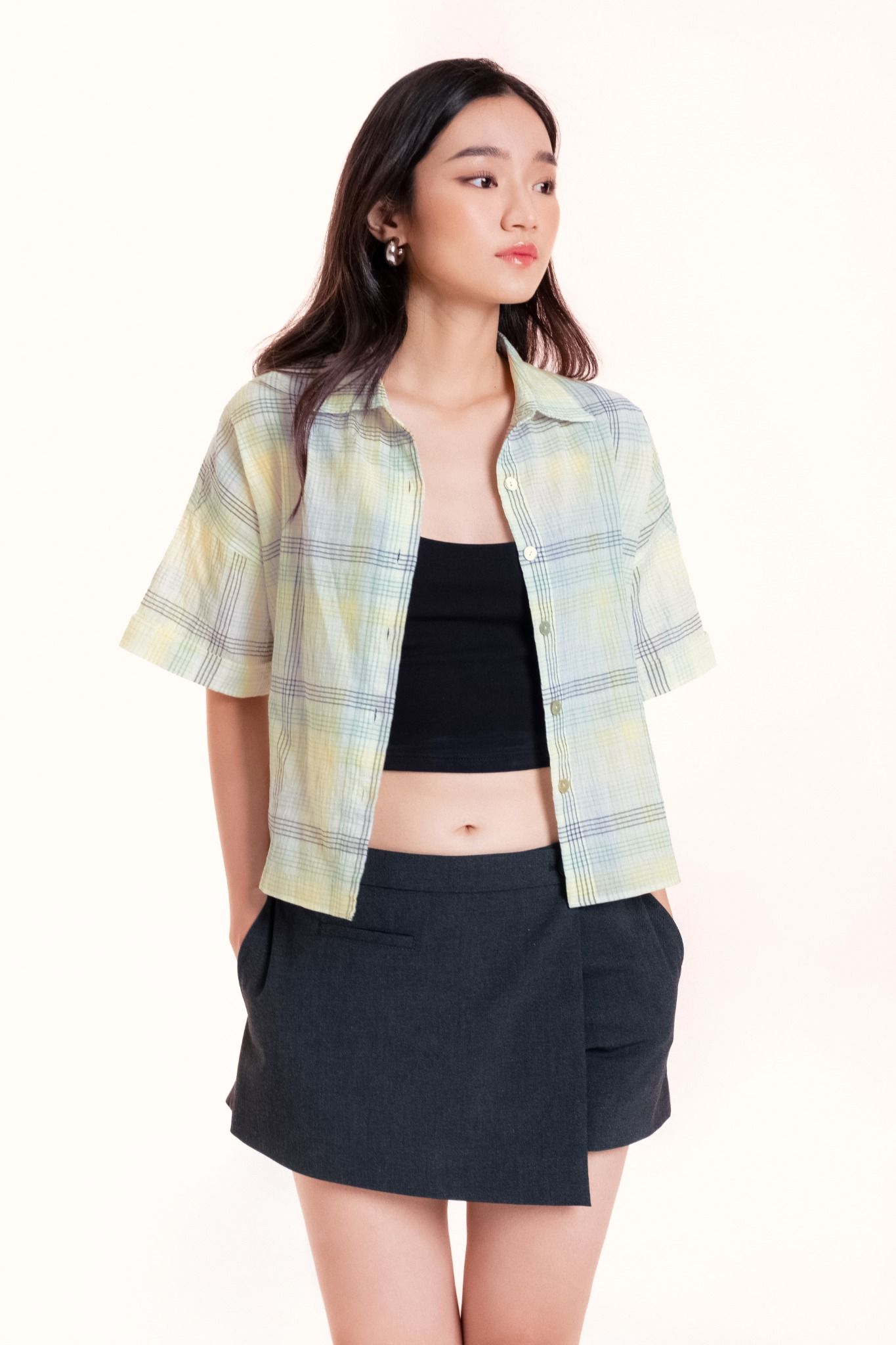  Checked Boxy Short Sleeve Shirt 