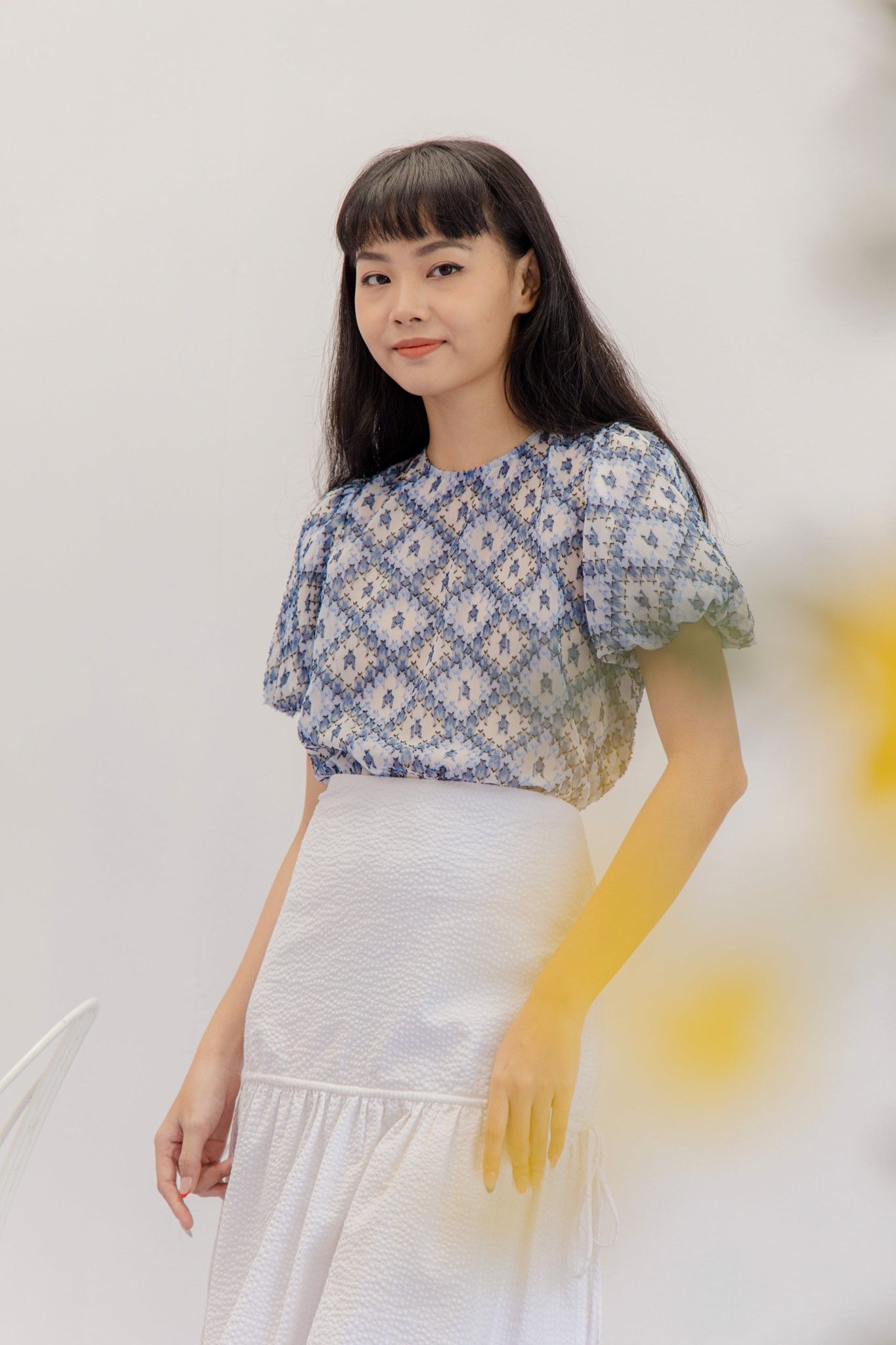 Blue Puff Sleeve Top