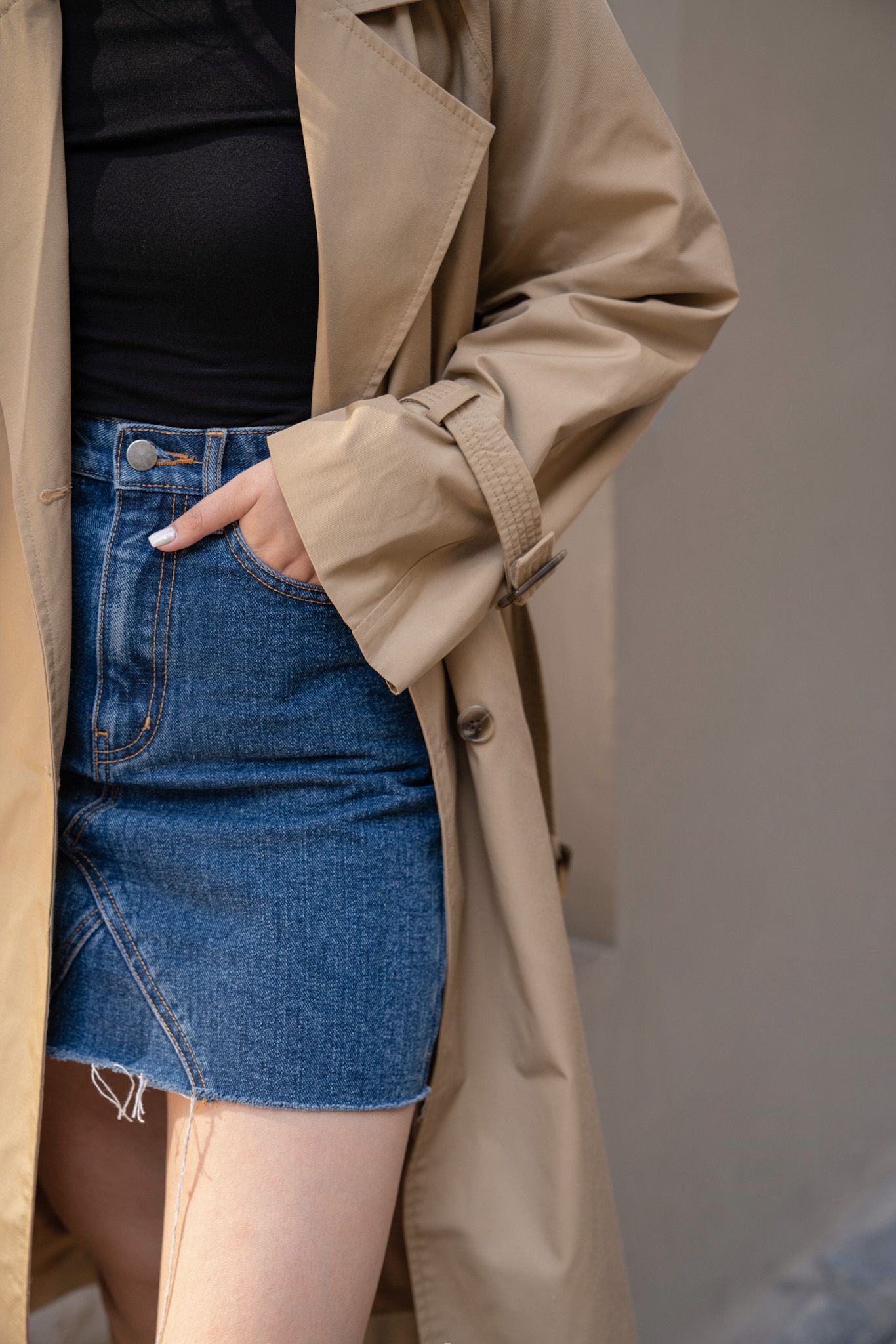 Navy Denim Mini Skirt